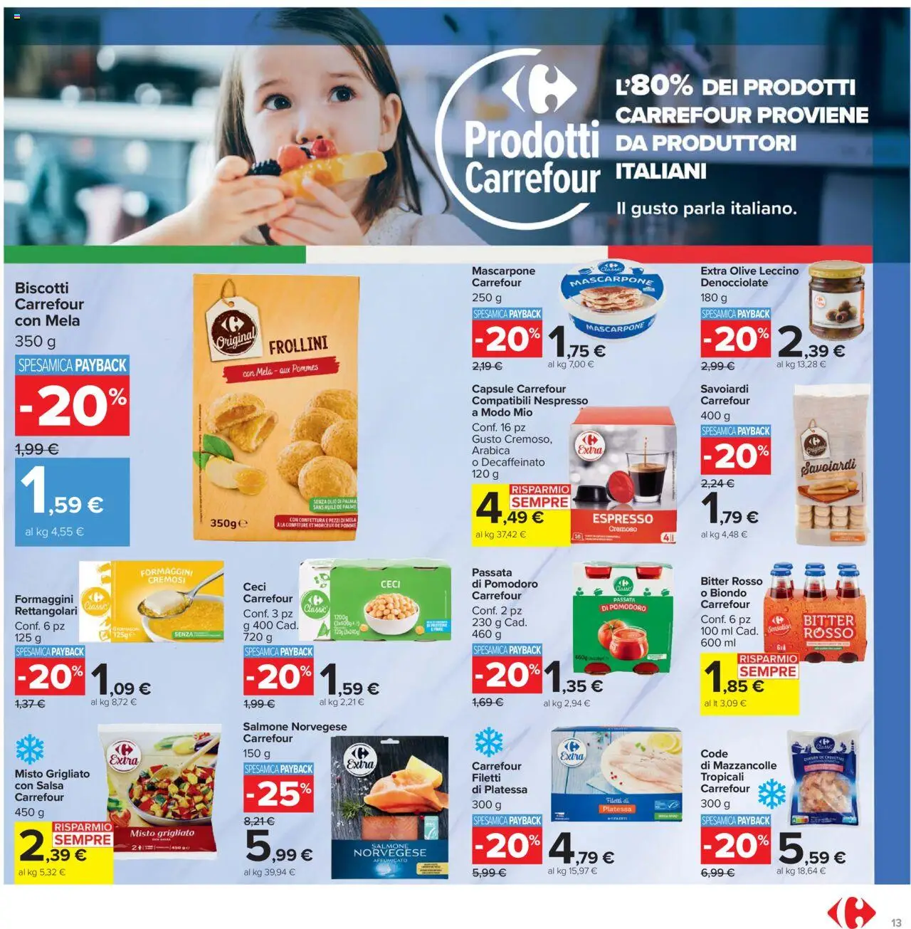 Volantino Carrefour del 20.10.2025 | Pagina: 13 | Prodotti: Biscotti, Pomodoro, Olive, Frollini