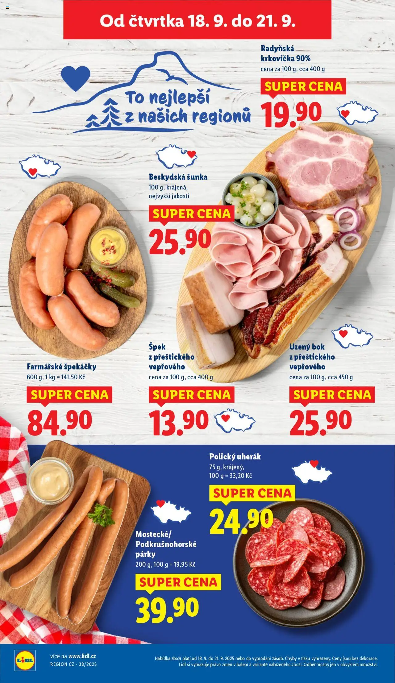 Lidl leták od 18.09.2025 | Strana: 14 | Produkty: Uherák, Šunka, Párky, Špekáčky