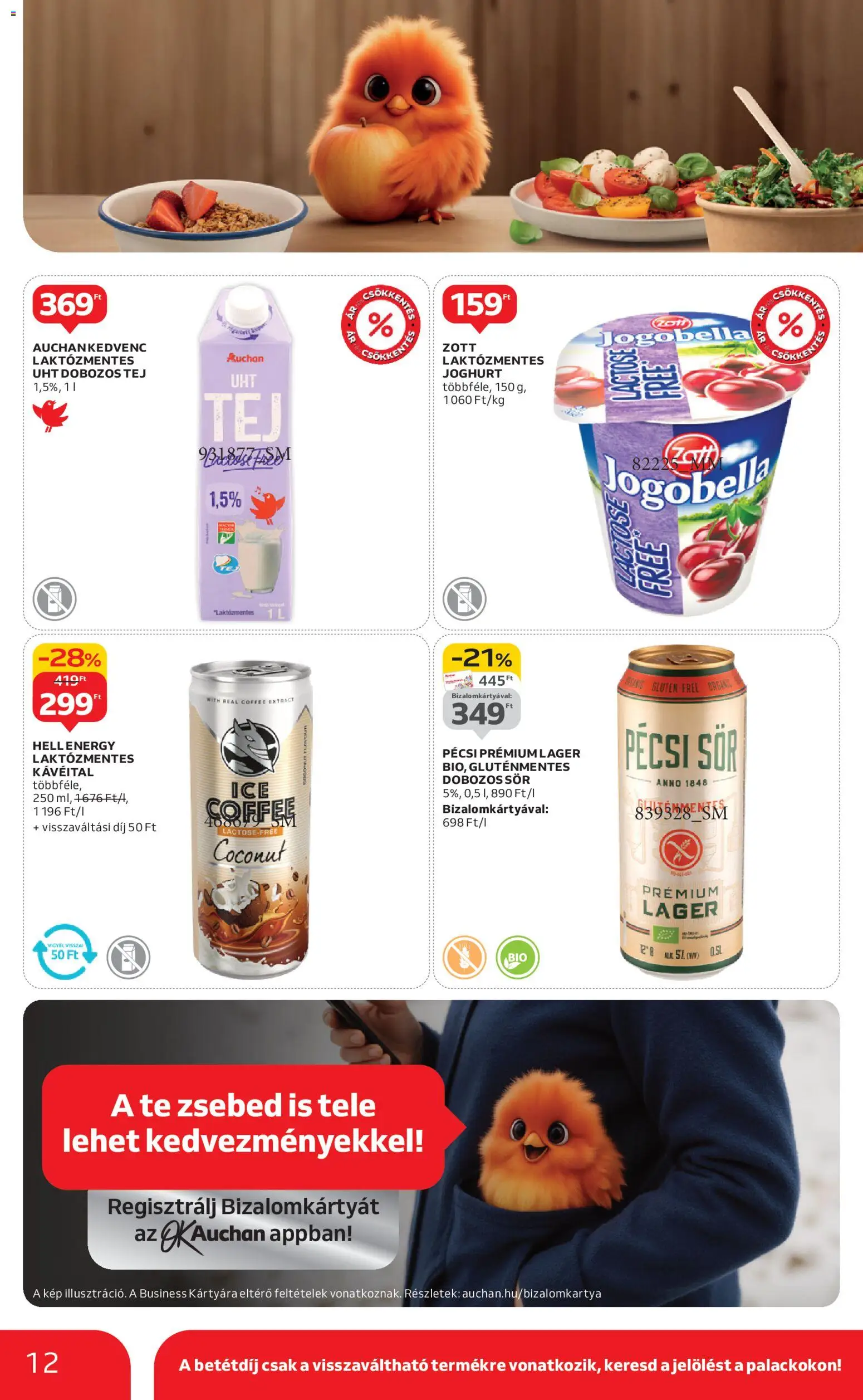 Auchan akciós ujság - amely érvényes a következő dátumtól: 15.01.2026 | Oldal: 12 | Termékek: Kiseli krastavci, Tej, Joghurt, Sör
