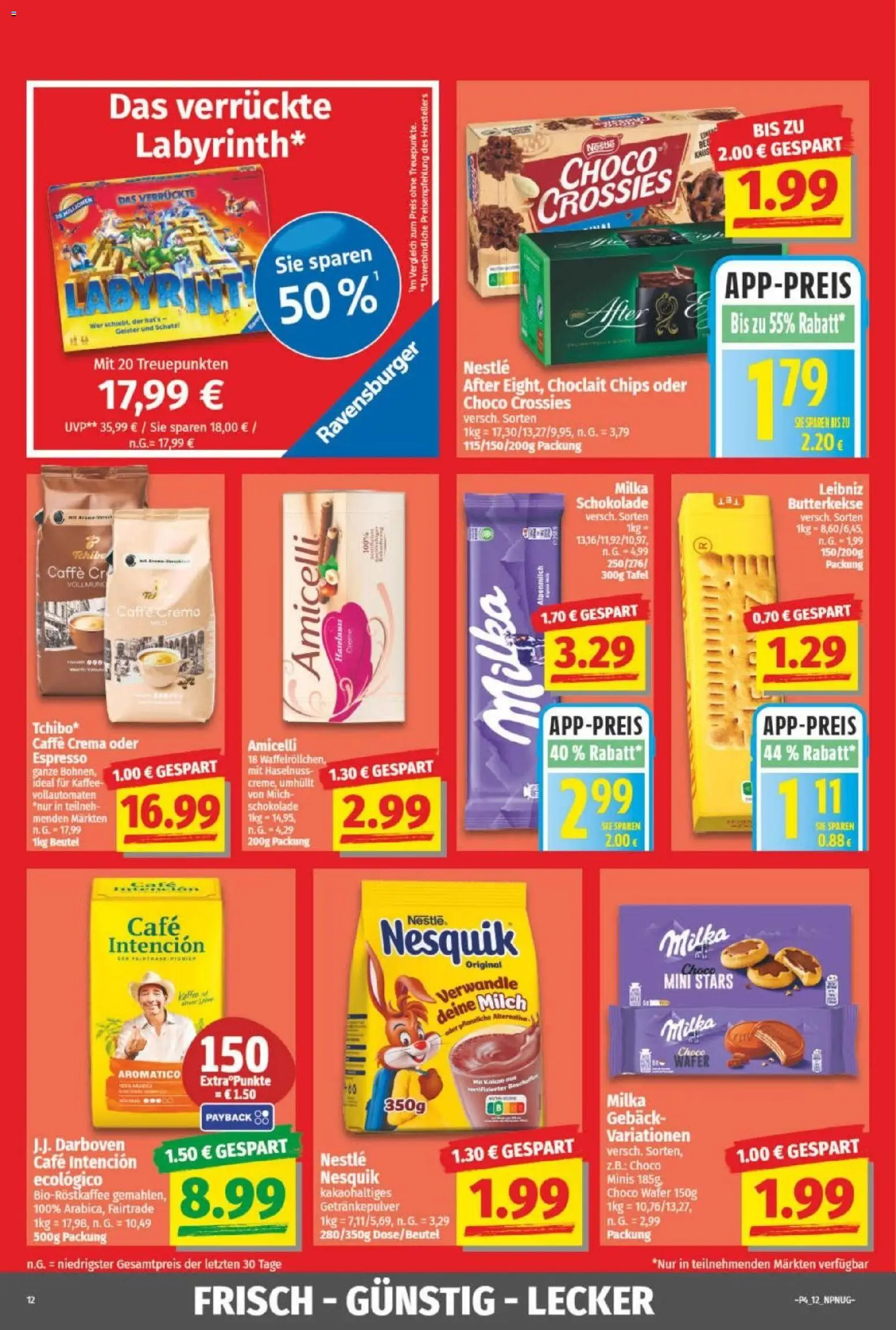 NP Discount Prospekt – gültig ab 18.01.2026 | Seite: 12 | Produkte: Nesquik, Milch, Schokolade, Butterkekse