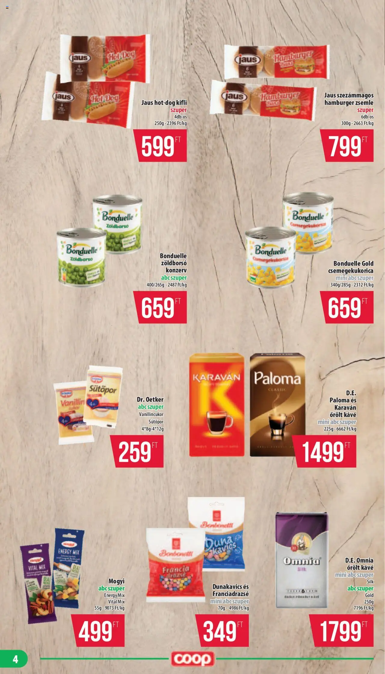 COOP akciós ujság - amely érvényes a következő dátumtól: 24.10.2025 | Oldal: 4 | Termékek: Kifli, Zsemle, Sütőpor, Kavics