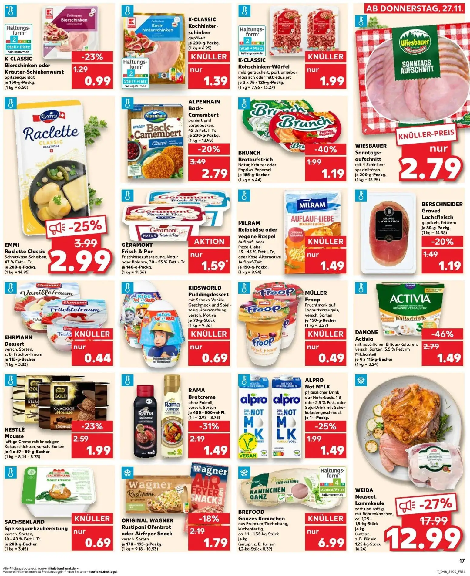 Kaufland prospekt Coswig	 – gültig ab 27.11.2025 | Seite: 17 | Produkte: Froop, Rama, Milram, Raclette