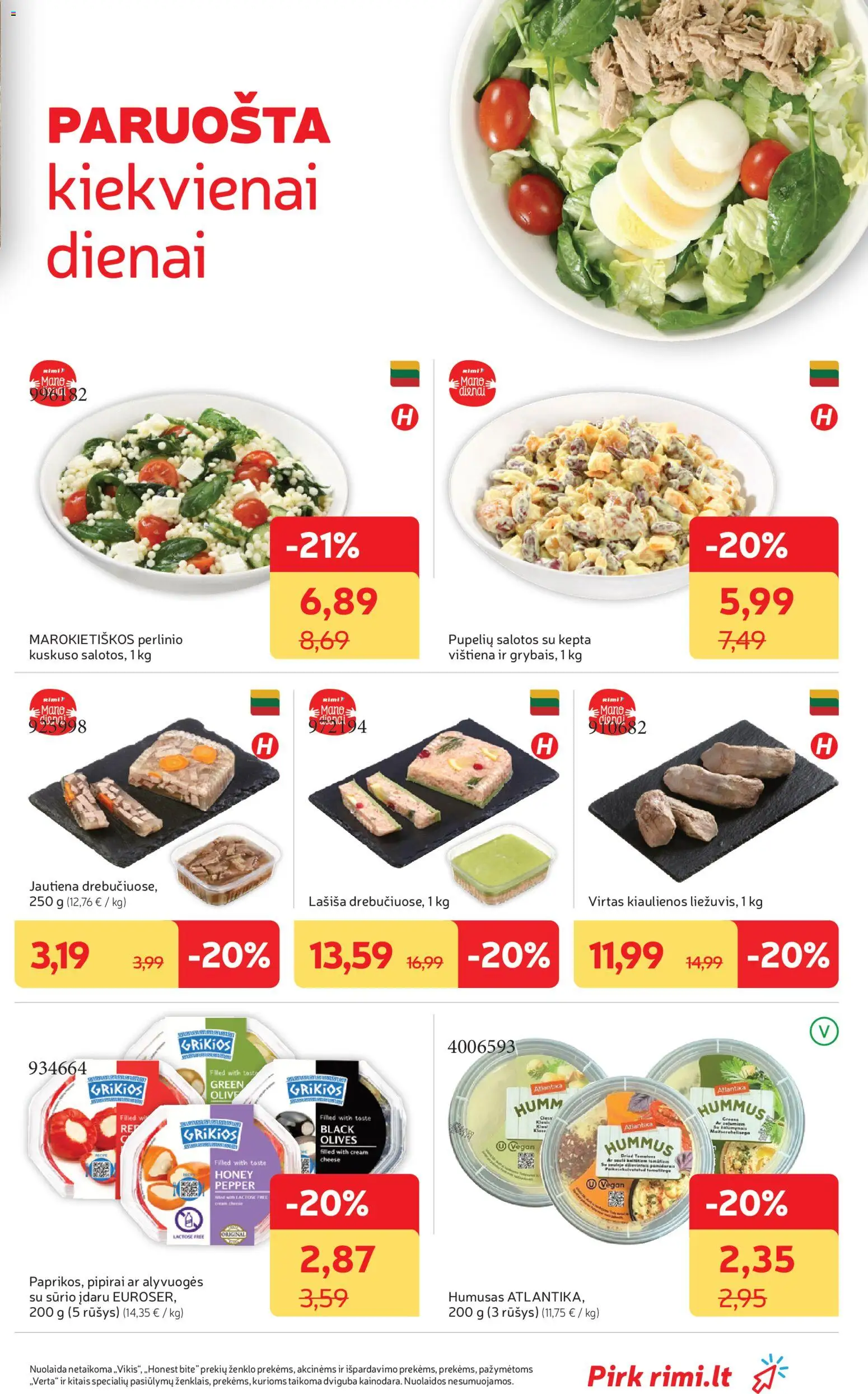 Rimi akcijos nuo 31.03.2026 | Puslapis: 15 | Prekių: Salotos, Kiaulienos, Vištiena, Jautiena
