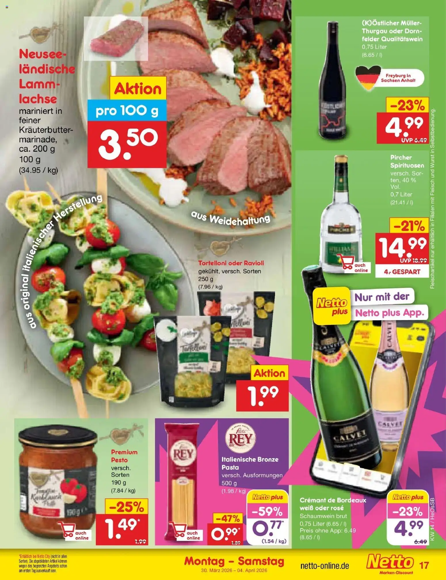 Netto Marken-Discount Prospekt Kröpelin	 – gültig ab 29.03.2026 | Seite: 19 | Produkte: Kräuterbutter, Wurst, Pasta, Fleisch