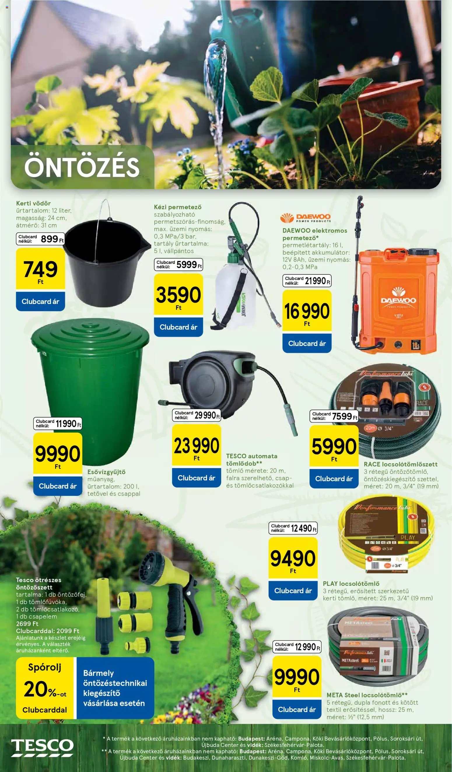 Tesco akciós ujság - amely érvényes a következő dátumtól: 28.04.2026 | Oldal: 8 | Termékek: Permetező, Tömlő, Locsolótömlő, Kézi permetező