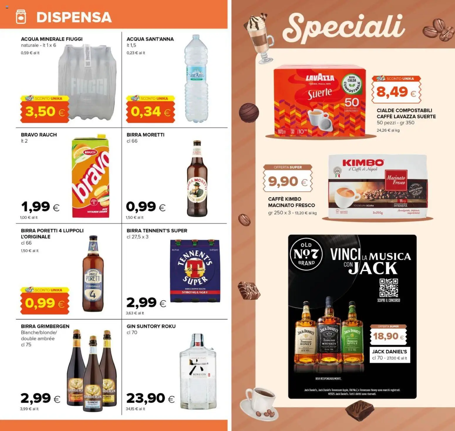 Volantino Oasi del 06.11.2025 | Pagina: 18 | Prodotti: Caffè, Gin, Birra Moretti, Acqua minerale