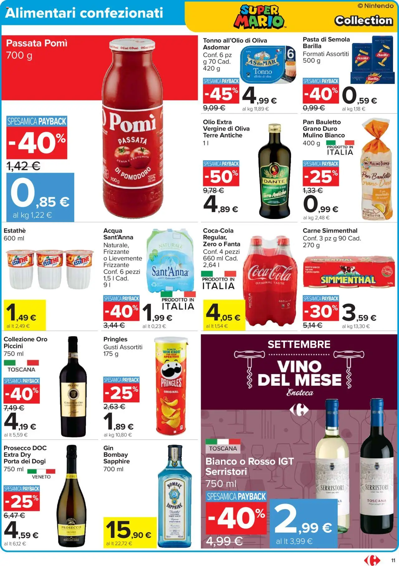 Volantino Carrefour del 15.09.2025 | Pagina: 11 | Prodotti: Gin, Pasta, Fanta, Aperitivo