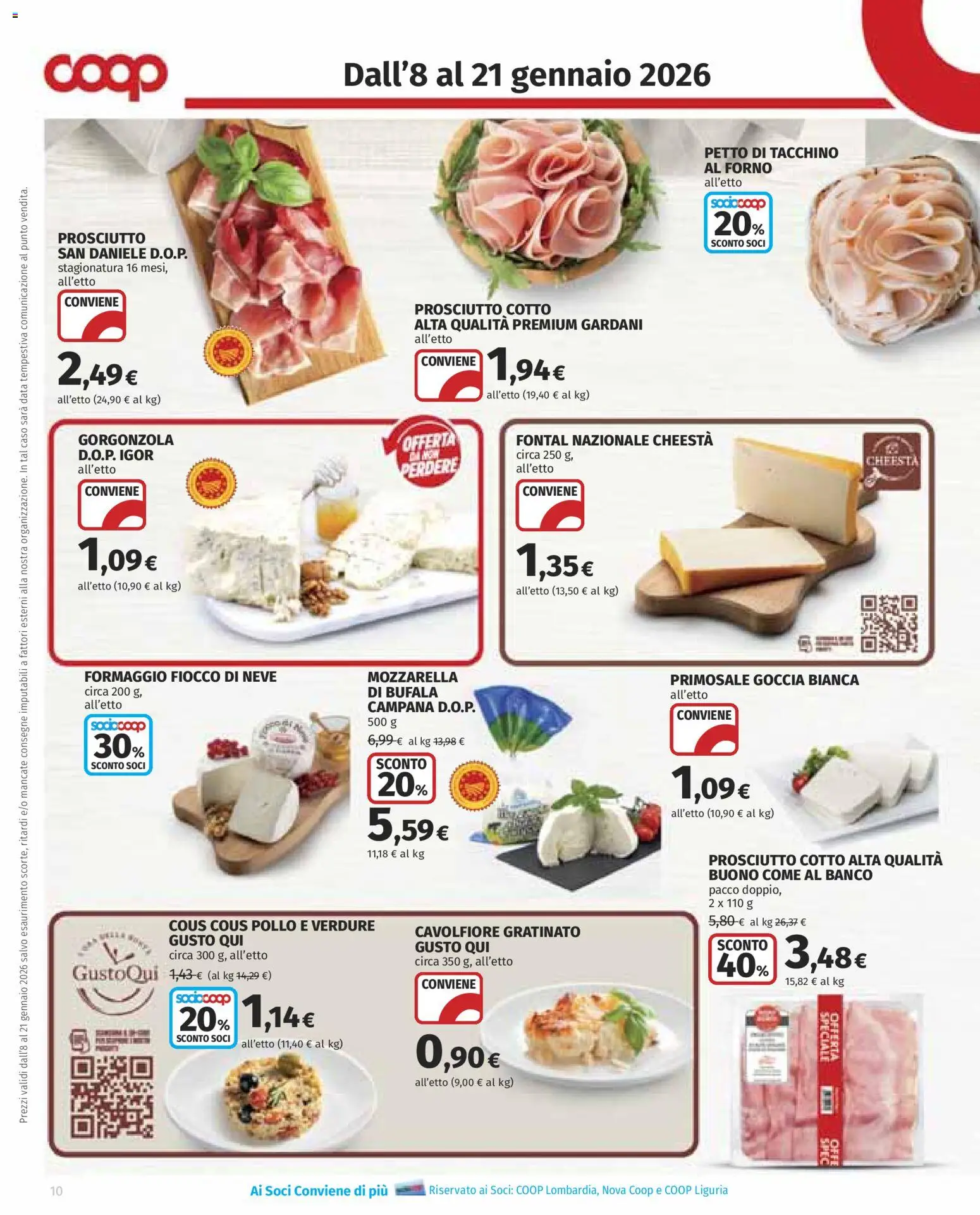 Volantino COOP del 08.01.2026 | Pagina: 10 | Prodotti: Prosciutto Cotto, Pollo, Verdure, Tacchino