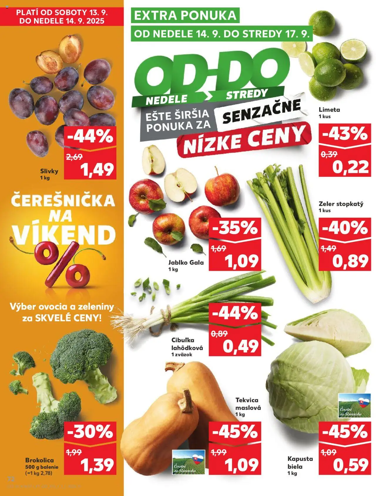 Nové Kaufland akcie – leták je platný od 11.09.2025 | Strana: 72 | Produkty: Kapusta, Kapusta biela, Brokolica, Zeler