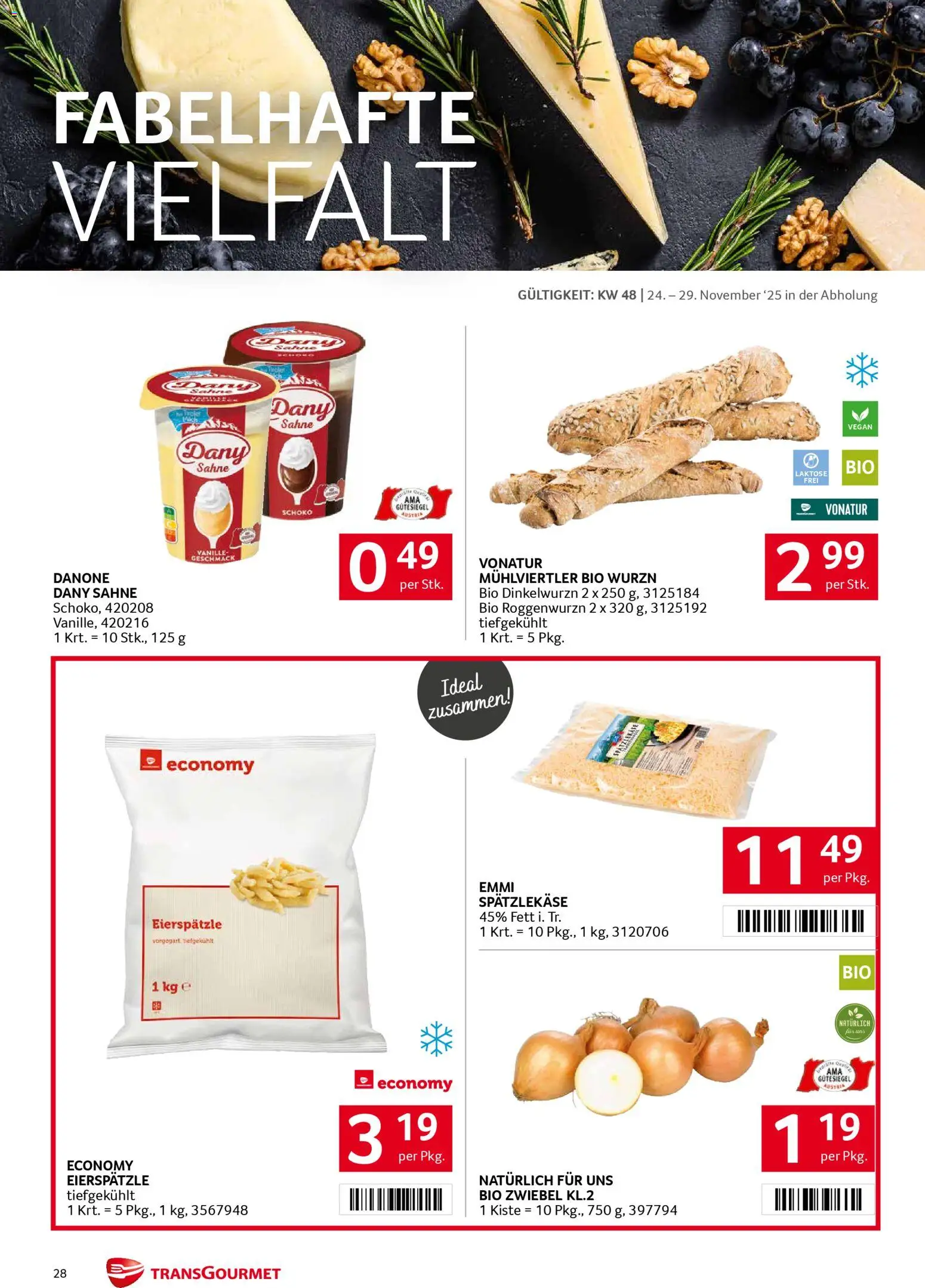 Transgourmet Flugblatt gültig ab 24.11.2025 | Seite: 28 | Produkte: Sahne