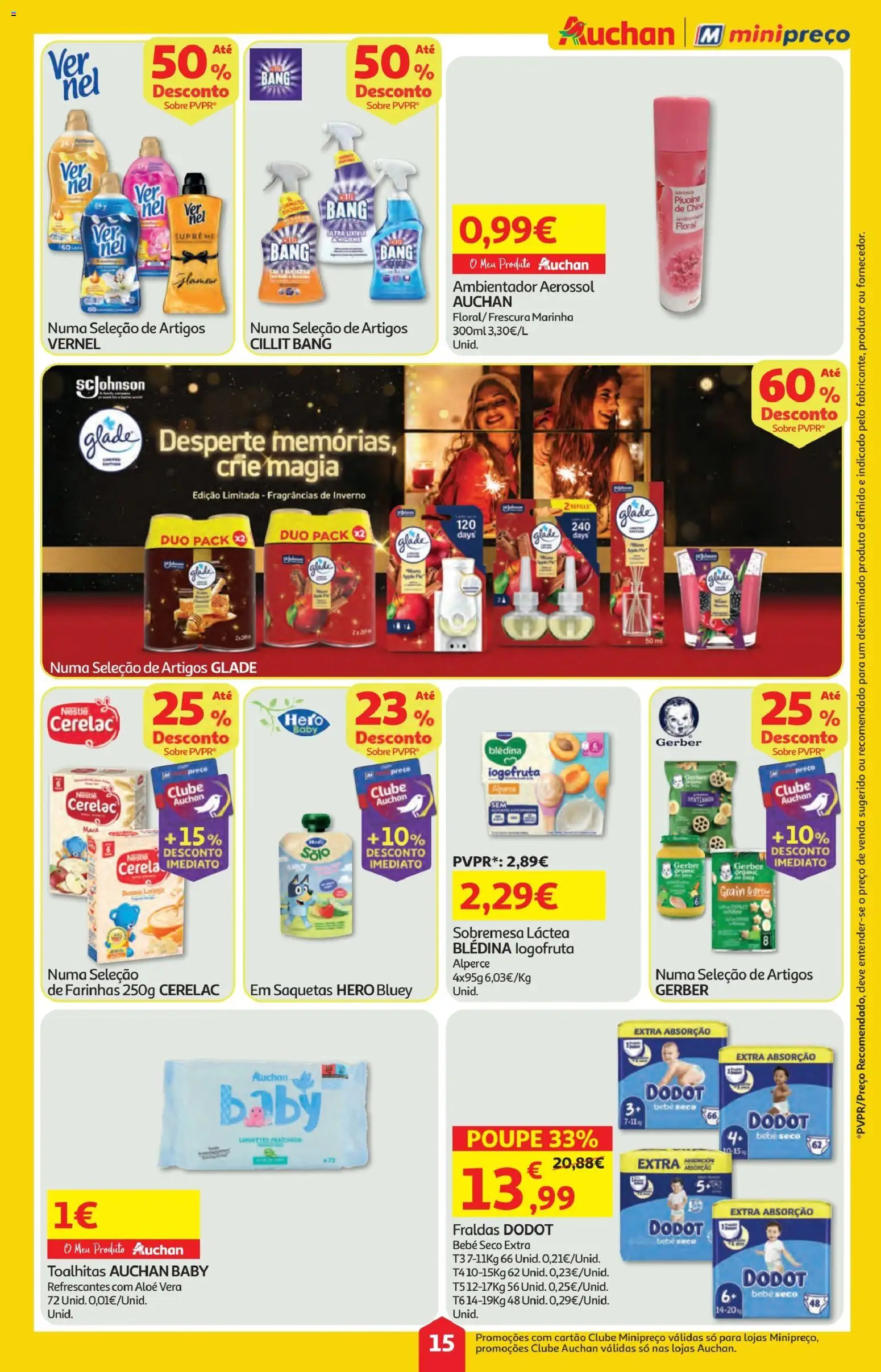 Minipreço folheto │ válido de 30.10.2025 | Página: 15 | Produtos: Fraldas, Fraldas dodot, Nestlé