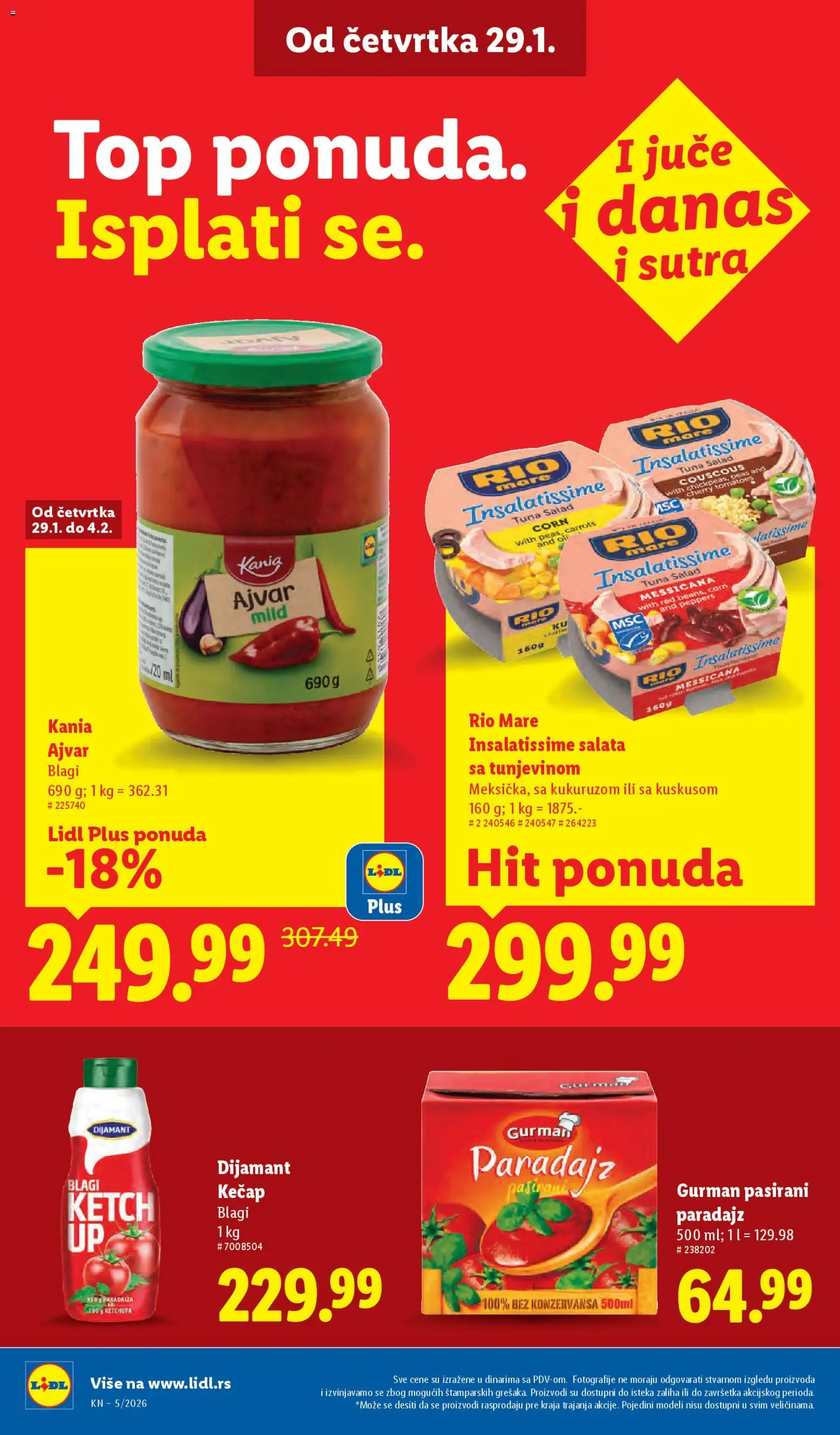 Lidl katalog - važi od 29.01.2026 | Strana: 22 | Proizvode: Kečap, Salata, Pasirani paradajz, Rio mare