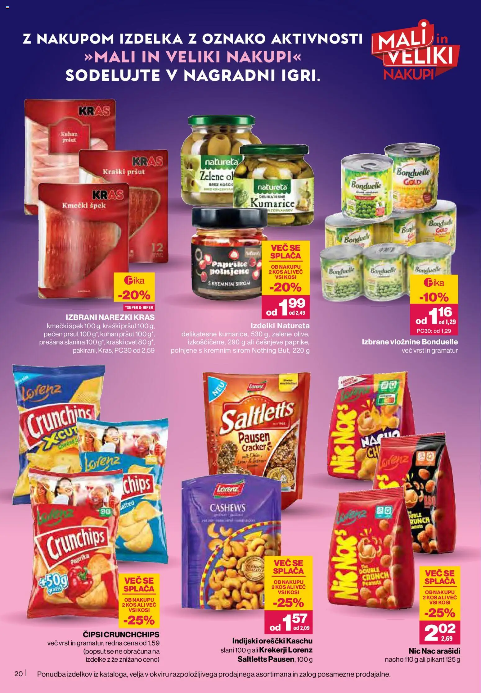 Novi Mercator katalog ponudbe – veljaven od 12.03.2026 | Stran: 20 | Izdelki: Pršut, Indijski oreščki, Kos, Slanina