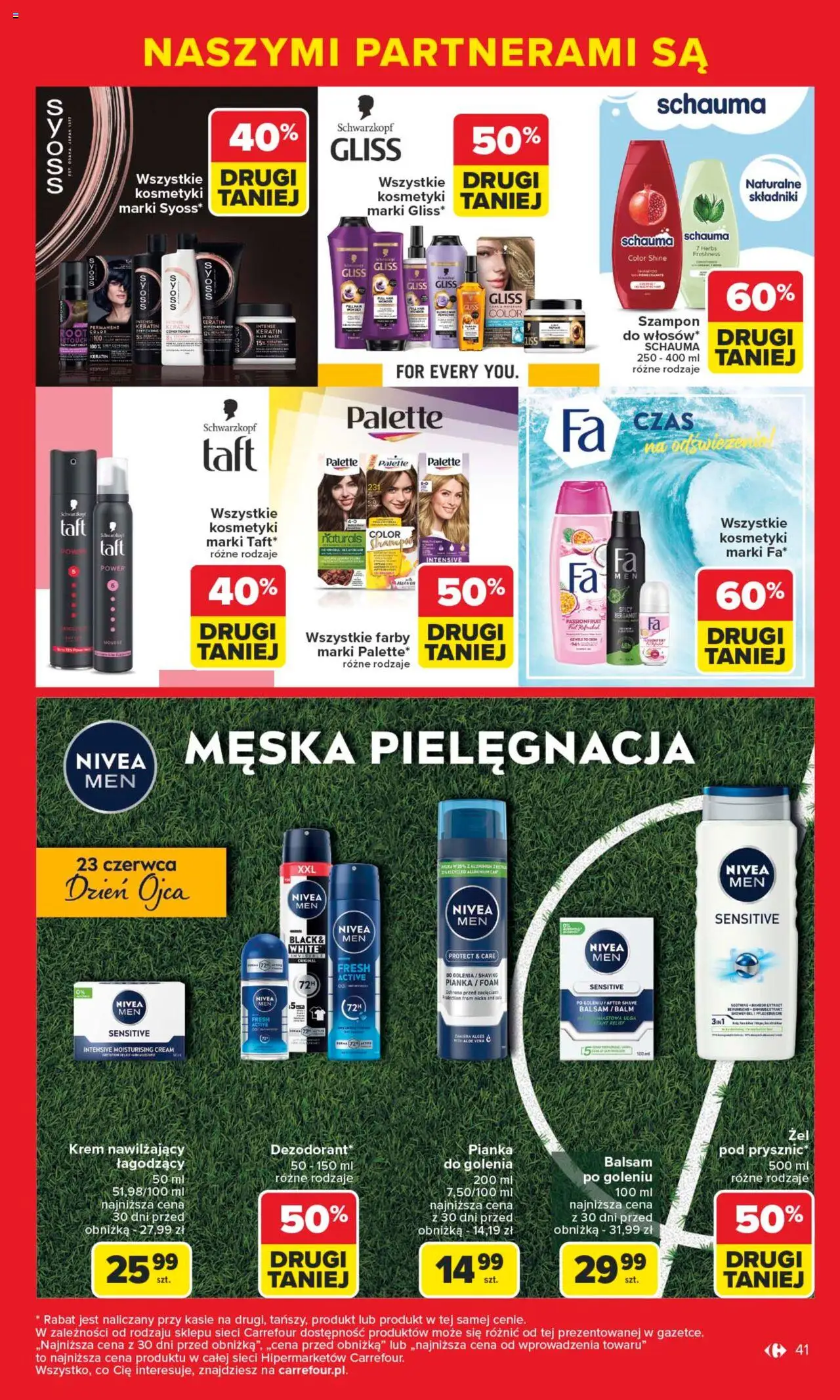 Carrefour Gazetka - Markowe okazje czekają od 09.06.2025 | Strona: 41 | Produkty: Kosmetyki, Pianka do golenia, Żel pod prysznic, Krem