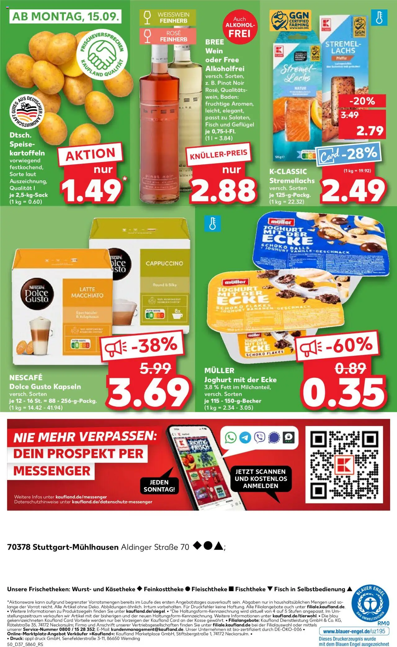 Kaufland prospekt Stuttgart	 – gültig ab 11.09.2025 | Seite: 50 | Produkte: Wurst, Dolce Gusto kapseln, Wein, Dolce gusto