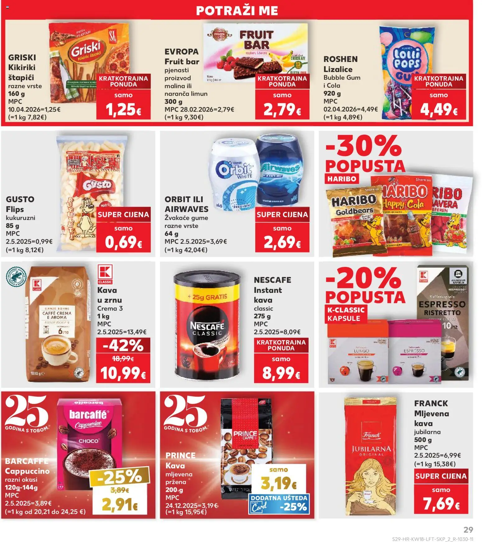 Kaufland HR akciós ujság - amely érvényes a következő dátumtól: 29.04.2026 | Oldal: 29 | Termékek: Nescafé, Cappuccino, Cola