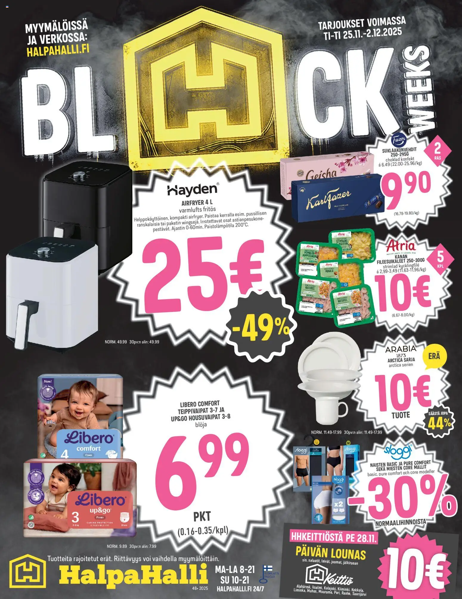 Halpa Halli - Black Friday – voimassa 25.11.2025 alkaen | Sivu: 1 | Tuotteet: Astianpesukone, Voi