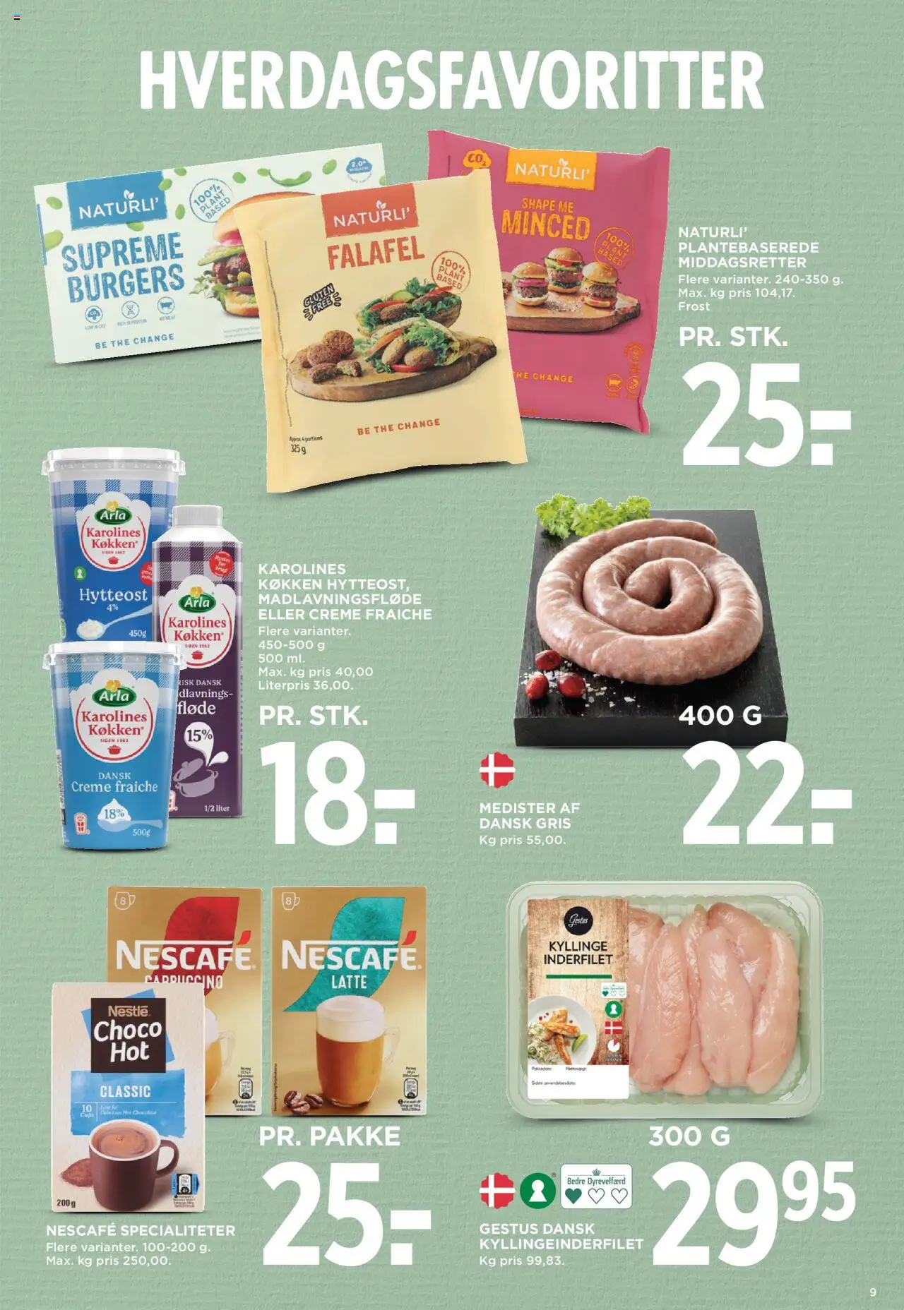 Meny tilbudsavis – gyldig fra 12.09.2025 | Side: 9 | Produkter: Creme, Fløde, Hytteost, Falafel