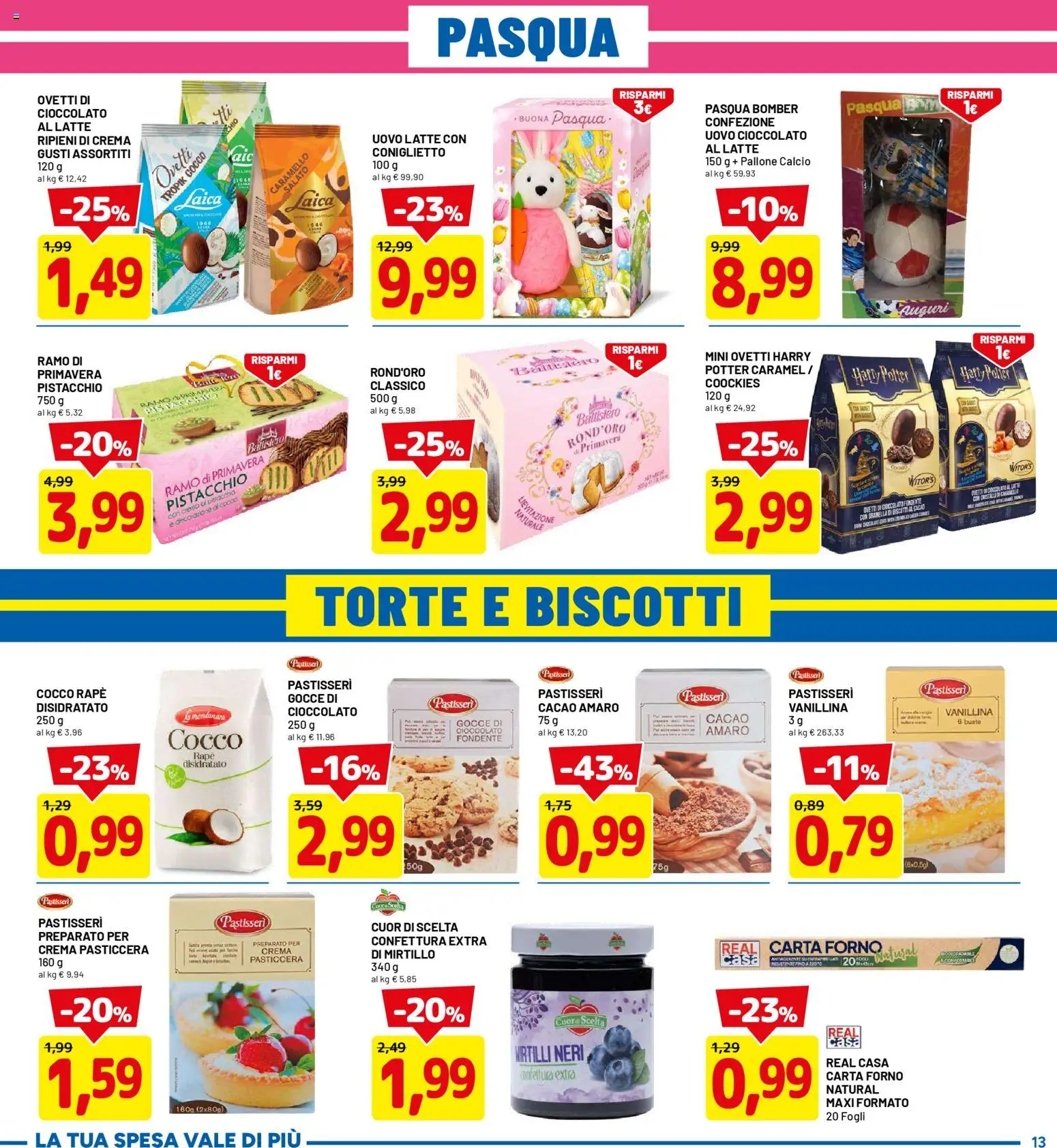 Volantino D Più del 05.03.2026 | Pagina: 13 | Prodotti: Cioccolato, Latte, Carta forno, Amaro