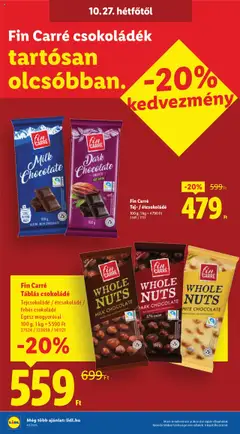 Fin Carré Táblás csokoládé Tejcsokoládé / étcsokoládé / fehér csokoládé Egész mogyoróval, Tejcsokoládé / étcsokoládé / fehér csokoládé Egész mogyoróval - amely érvényes a következő dátumtól: 22.10.2025 | Oldal: 54