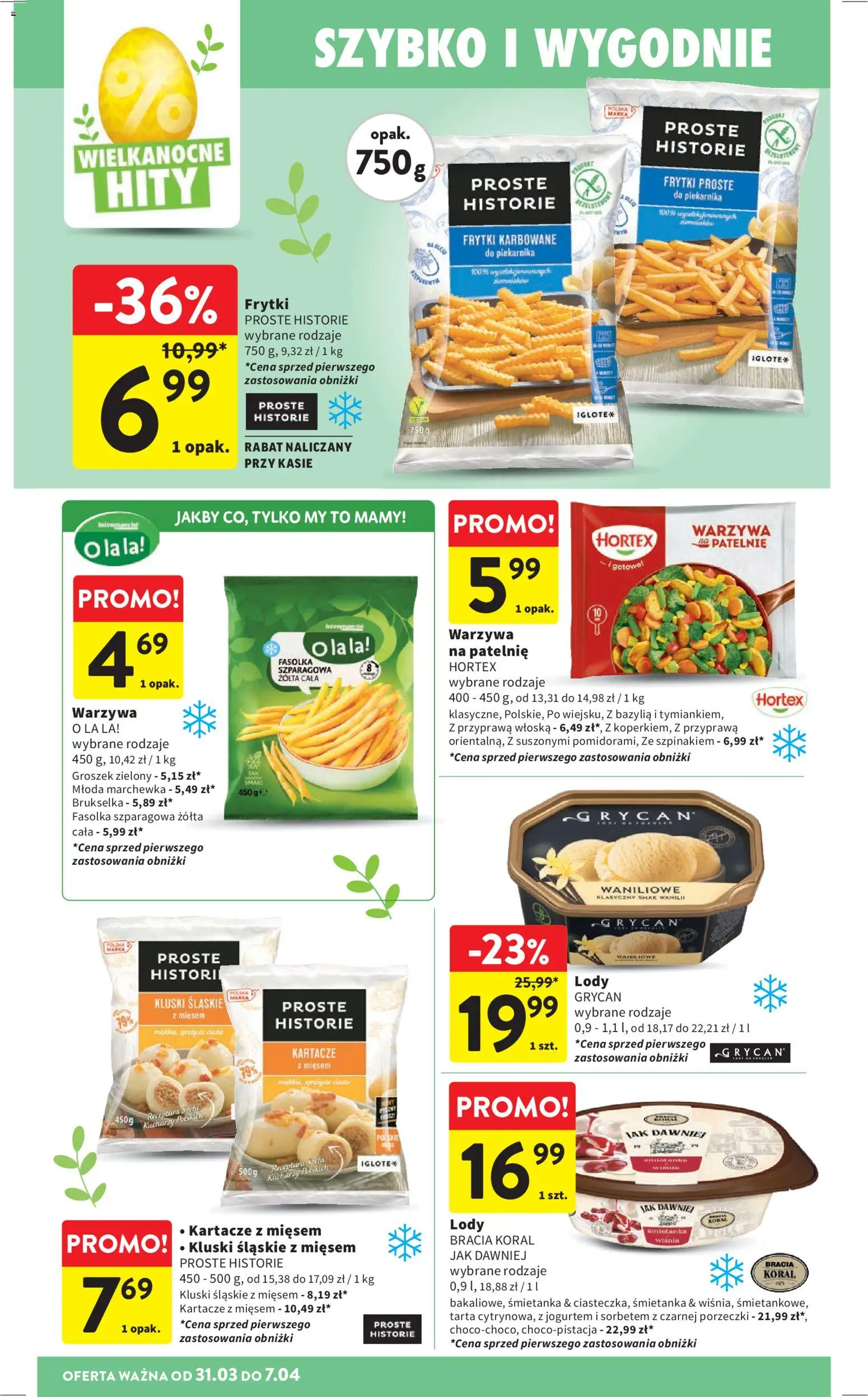 Intermarche gazetka od 31.03.2026 | Strona: 32 | Produkty: Groszek, Warzywa na patelnie, Kluski śląskie, Fasolka szparagowa