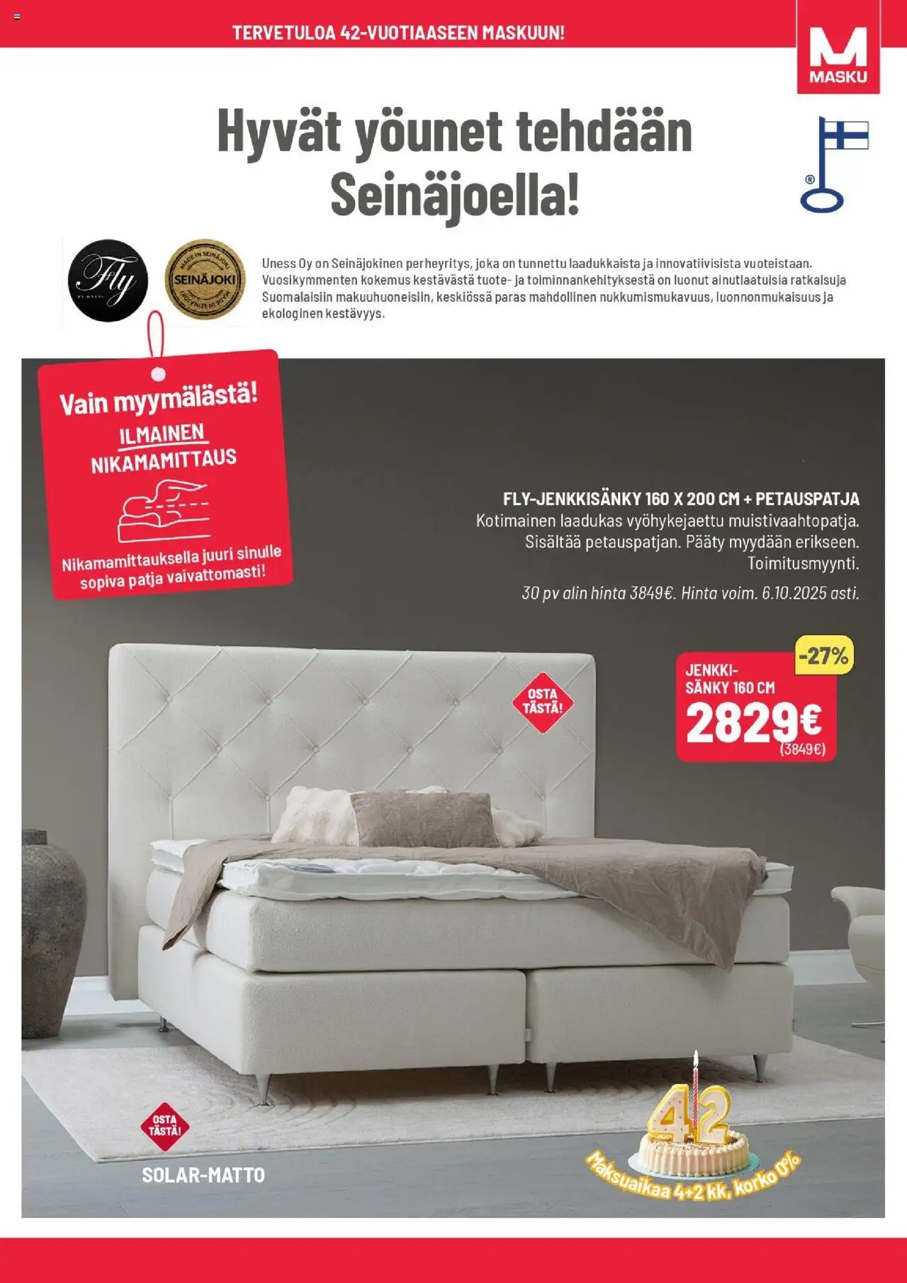 Masku tarjoukset – voimassa 29.09.2025 alkaen | Sivu: 15 | Tuotteet: Sänky, Patja, Petauspatja