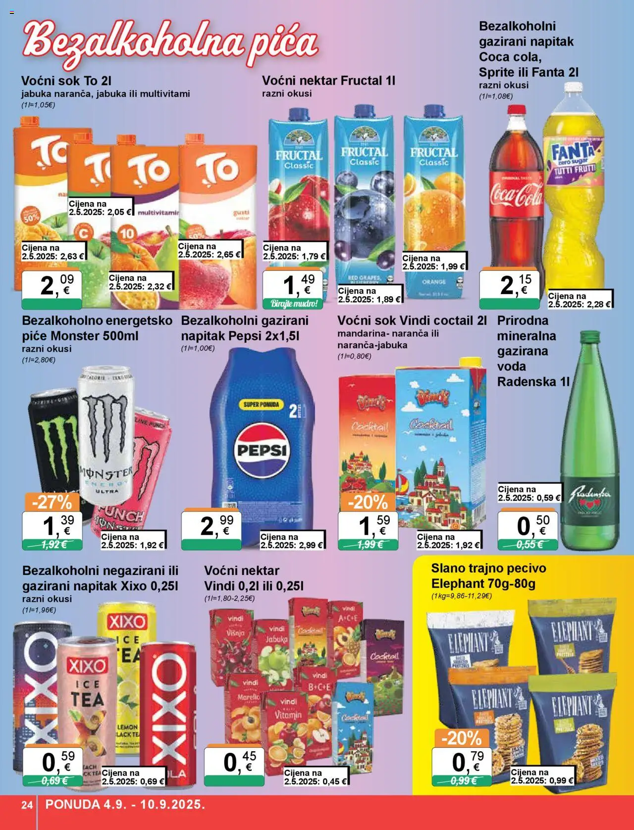 KTC katalog | vrijedi od 04.09.2025 | Stranica: 24 | Proizvodi: Fanta, Mandarina, Pepsi, Jabuka