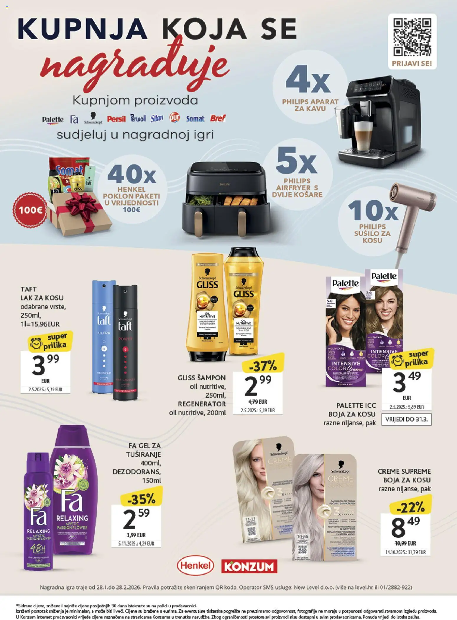 Konzum HR akciós ujság - amely érvényes a következő dátumtól: 03.02.2026 | Oldal: 16 | Termékek: Persil, Perwoll, Somat, Sampon