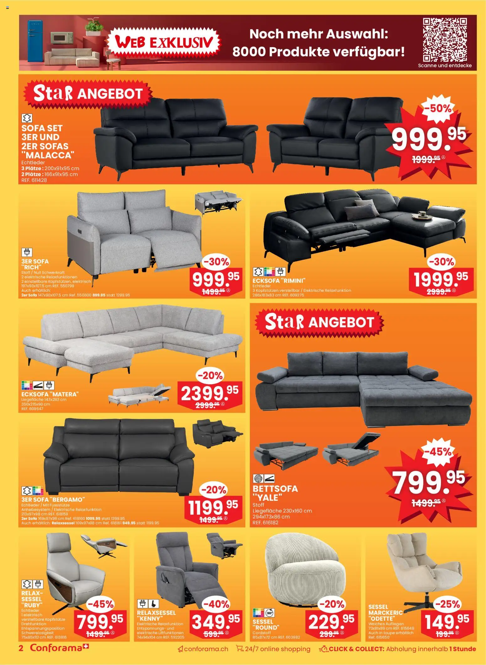 Conforama Aktionen – gültig ab 31.12.2025 | Seite: 2 | Produkte: Sofa, Sessel, Ecksofa, Relaxsessel