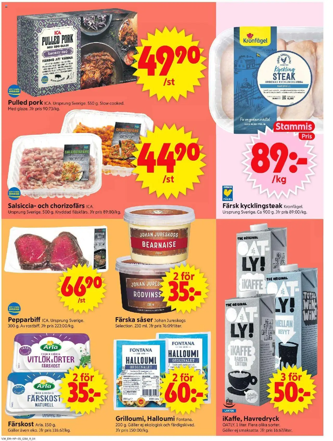 ICA Supermarket reklamblad aktuell från 18.08.2025 | Sida: 4 | Produkter: Kycklingklubba, Galler, Halloumi, Peppar