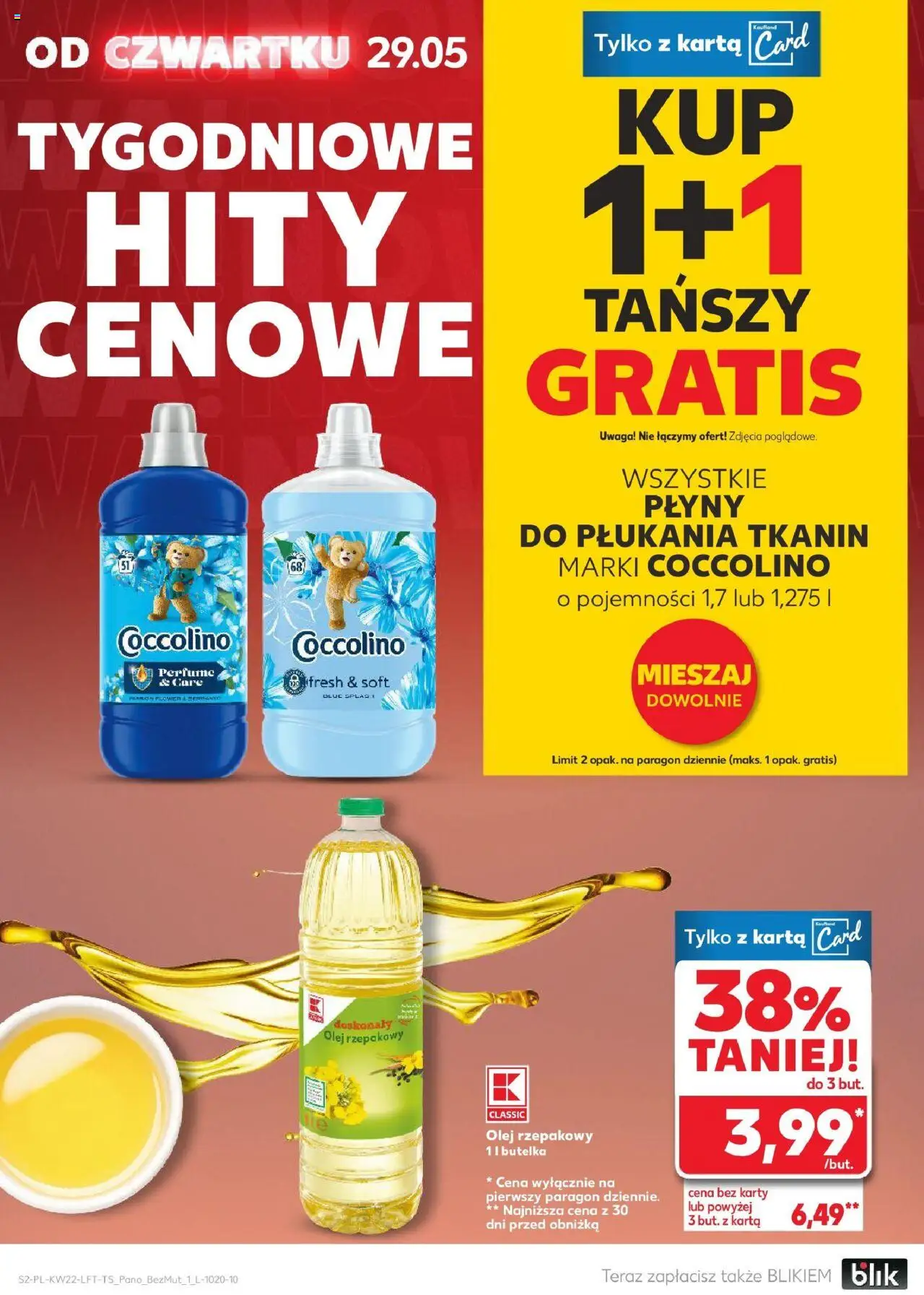 Kaufland gazetka od 29.05.2025 | Strona: 2 | Produkty: Karta, Coccolino, Płyn do płukania tkanin, Olej