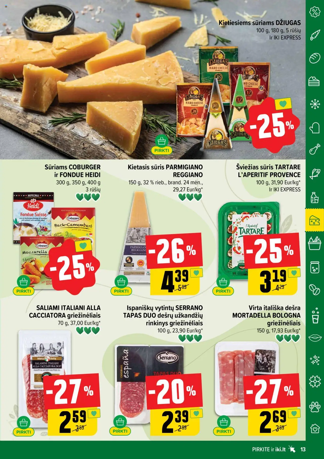 IKI leidinys│galioja nuo 18.08.2025 | Puslapis: 13 | Prekių: Sūris, Dešra
