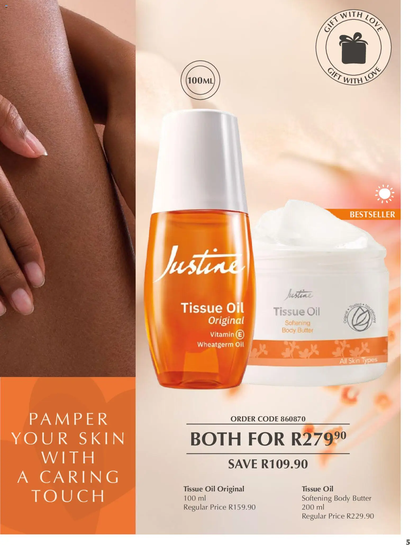 New Justine catalogue – valid from 20.02.2026 | Page: 5 | Products: Tissue oil, Body butter, Butter, Oil