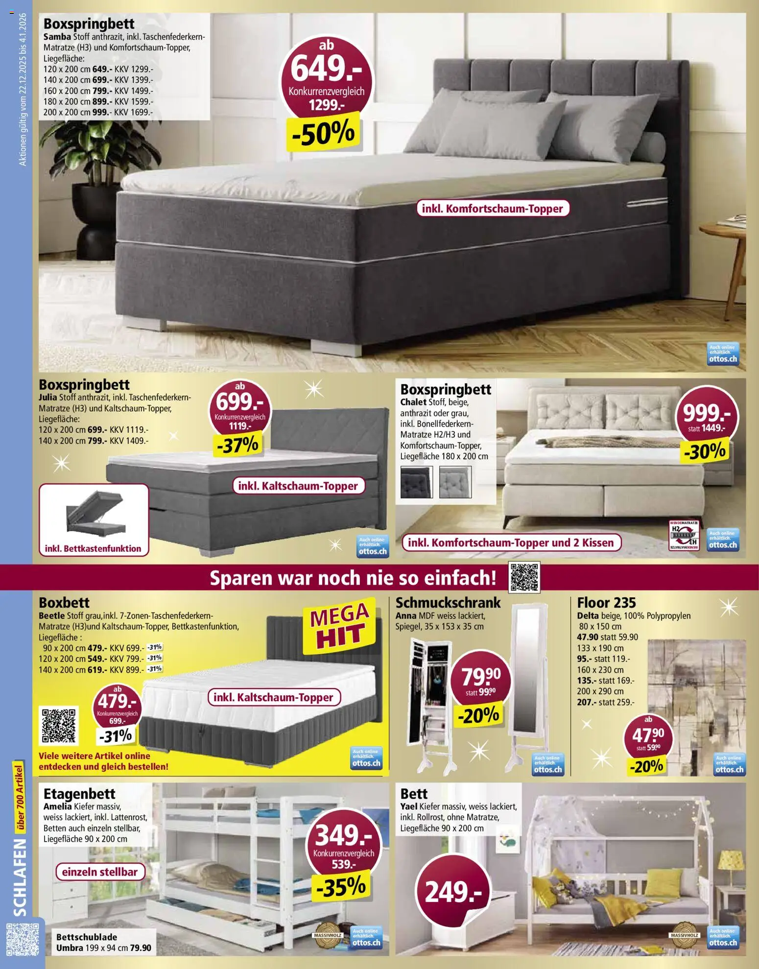 Otto's Aktionen – gültig ab 22.12.2025 | Seite: 6 | Produkte: Matratze, Kissen, Bett, Boxspringbett
