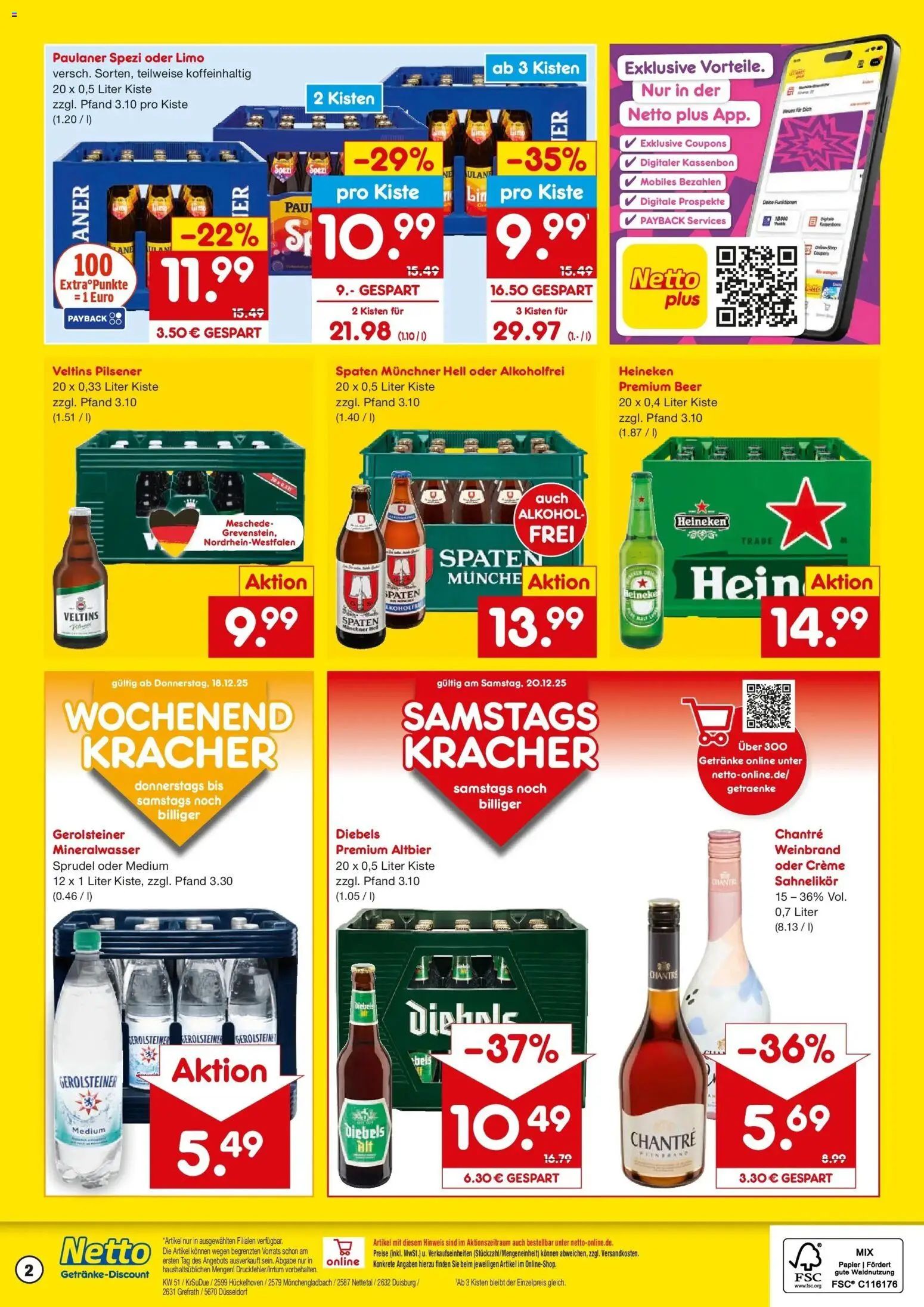 Netto Marken-Discount prospekt Grefrath	 – gültig ab 15.12.2025 | Seite: 2 | Produkte: Paulaner spezi, Creme, Heineken, Chantré