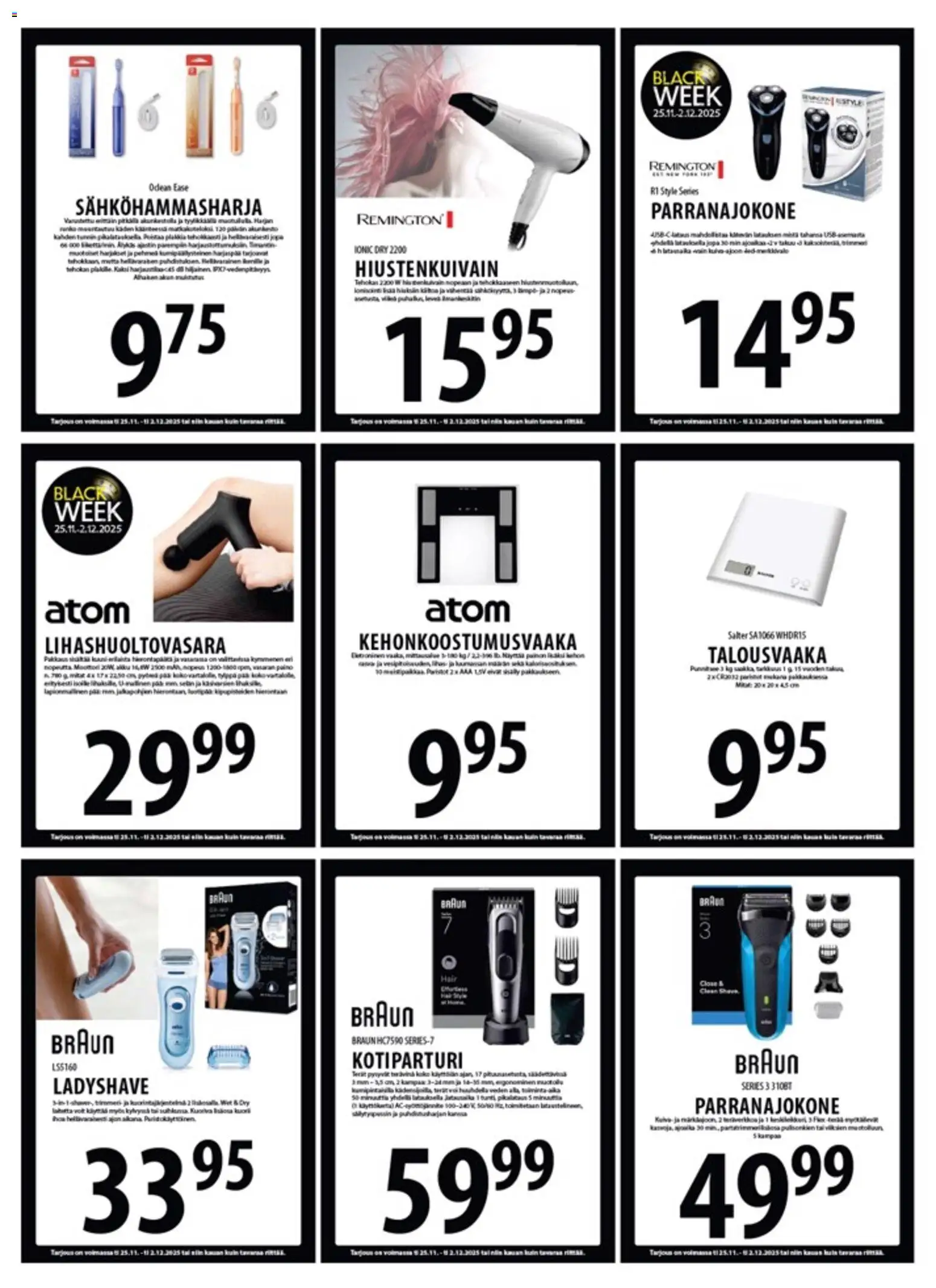 Tuuri - Black Friday – voimassa 25.11.2025 alkaen | Sivu: 20 | Tuotteet: Parranajokone, Sähköhammasharja, Kotiparturi