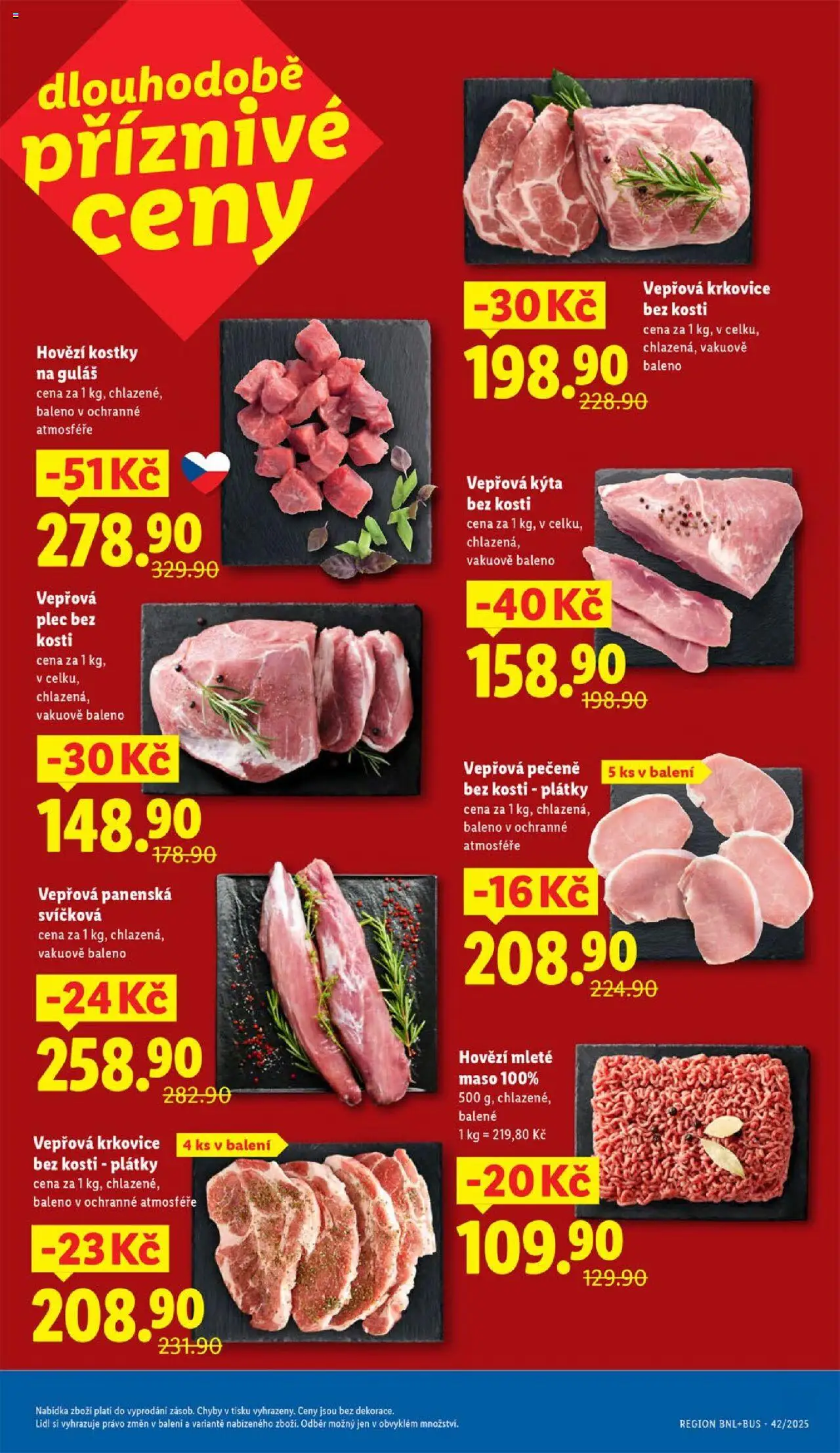 Lidl leták od 13.10.2025 | Strana: 42 | Produkty: Plec bez kosti, Krkovice bez kosti, Kostky, Vepřová Kýta
