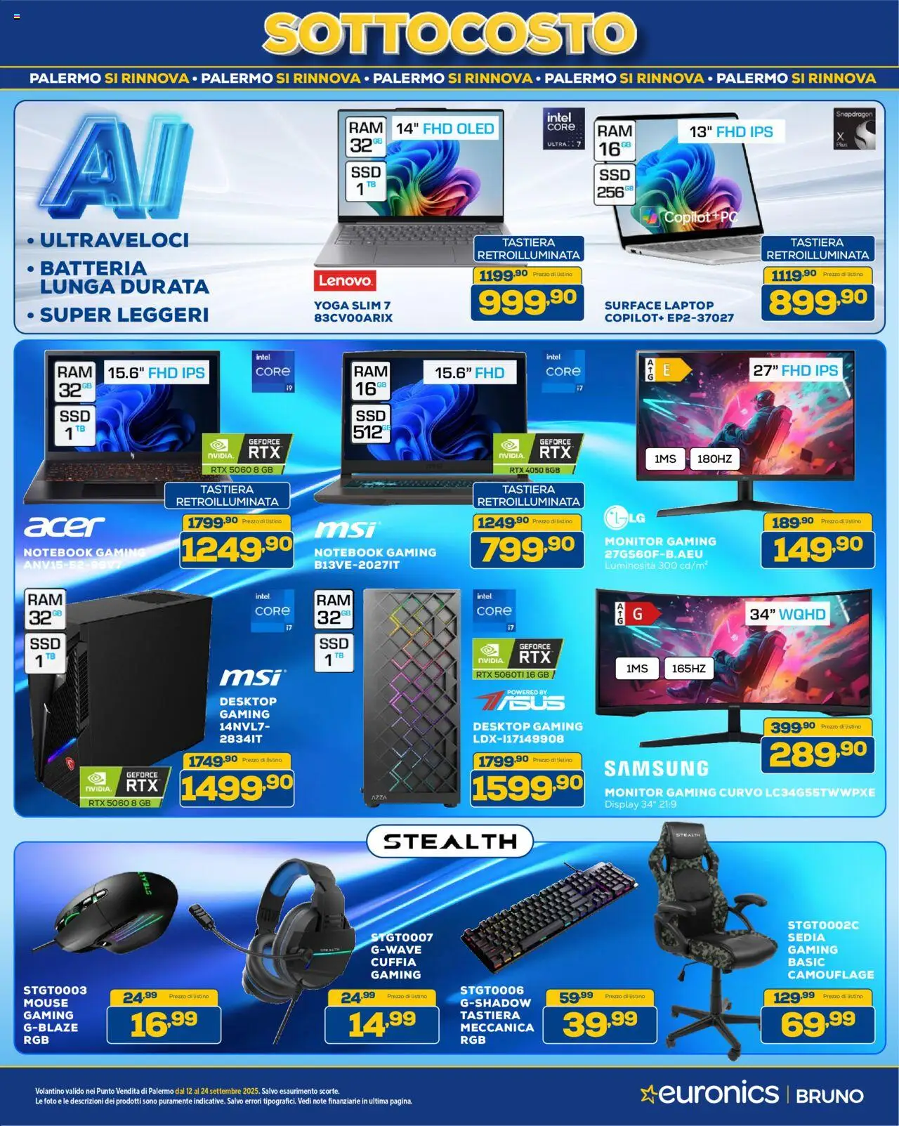 Volantino Euronics del 12.09.2025 | Pagina: 10 | Prodotti: Notebook, Laptop, Sedia, Batteria