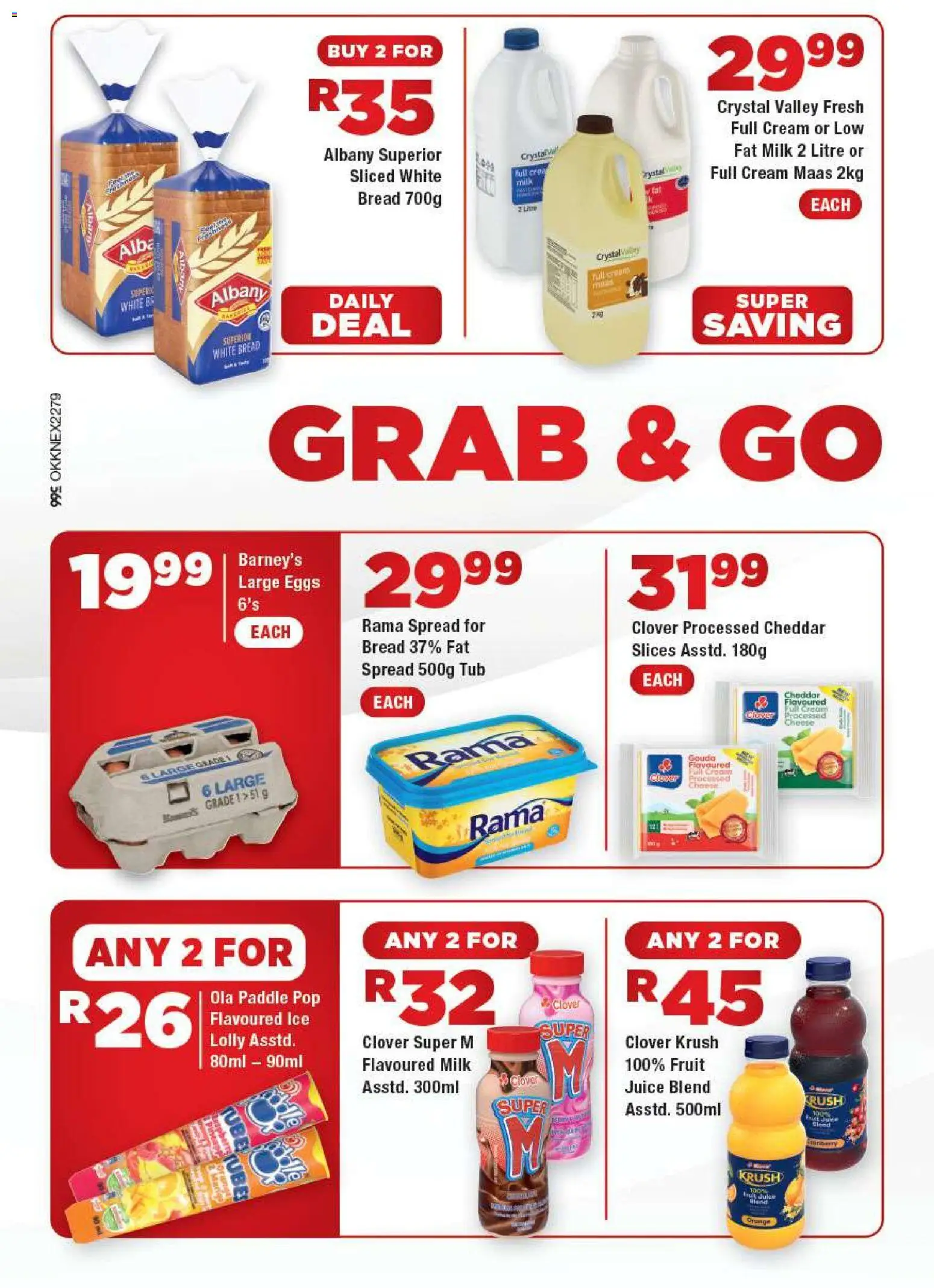 New OK Foods catalogue – valid from 05.01.2026 | Page: 2 | Products: Milk, Eggs, Juice, Fruit