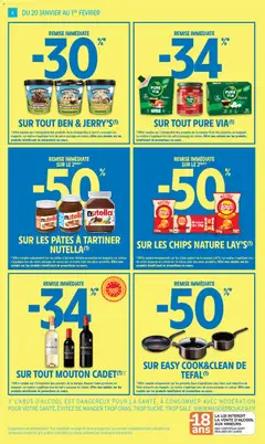 Intermarché - Prévisualisation de SUR LES PÂTES À TARTINER NUTELLA, Offre valable uniquement sur les pâtes à tartiner Nutella présentes en magasin. La remise s'applique lors de votre passage en caisse sur le moins cher des deux produits. Offre non valable sur les produits bénéficiant de promotions en cours. valide à partir de 20.01.2026 | Page: 4