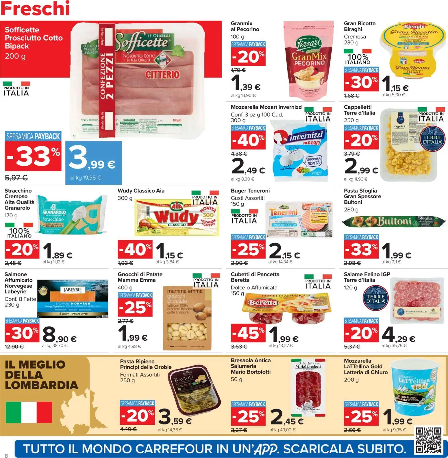 Volantino Carrefour del 13.03.2026 | Pagina: 8 | Prodotti: Pasta sfoglia, Mozzarella, Stracchino, Pecorino