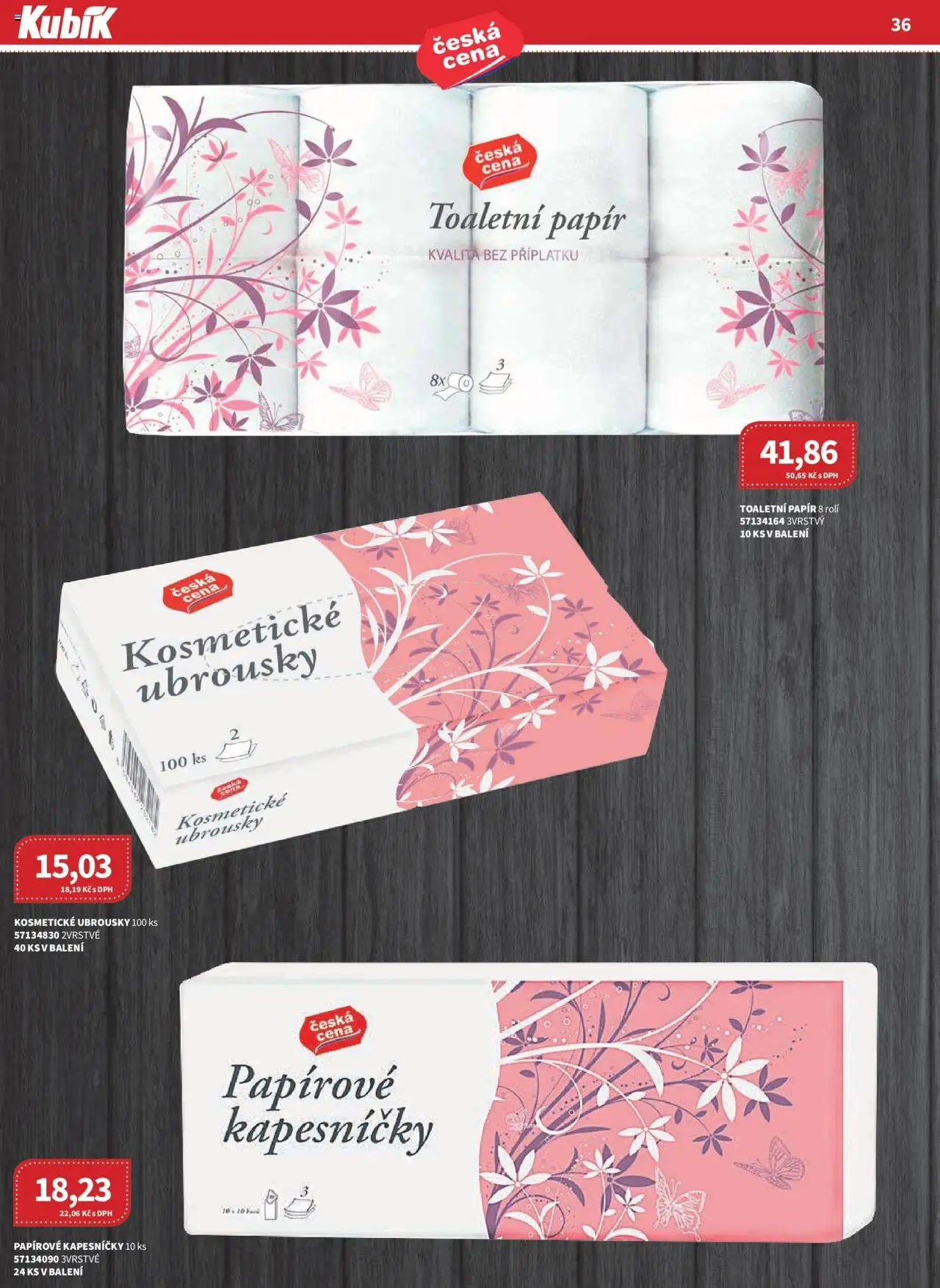 Kubík leták - Velkoobchod 06/2025 od 01.06.2025 | Strana: 36 | Produkty: Toaletní papír, Ubrousky, Papírové kapesníčky