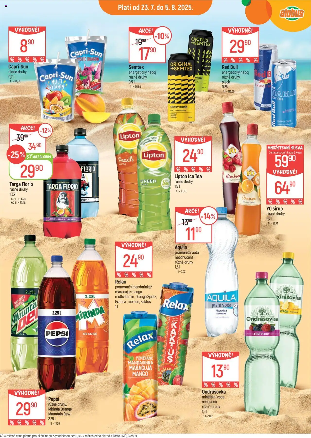 Globus leták - Praha Černý Most od 23.07.2025 | Strana: 4 | Produkty: Voda, Energetický nápoj, Red Bull, Aquila