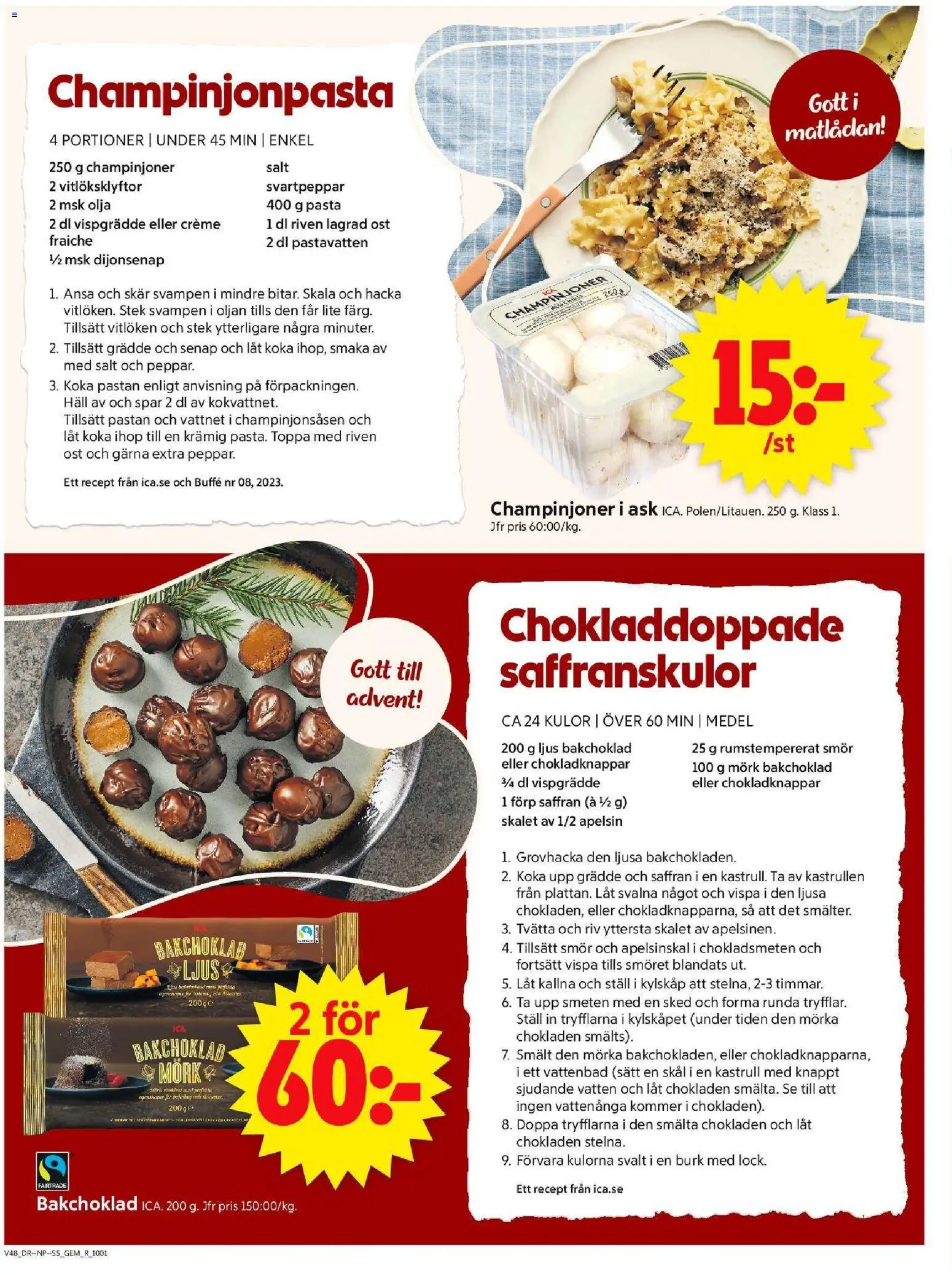 ICA Supermarket reklamblad aktuell från 24.11.2025 | Sida: 6 | Produkter: Riven ost, Saffran, Pasta, Apelsin