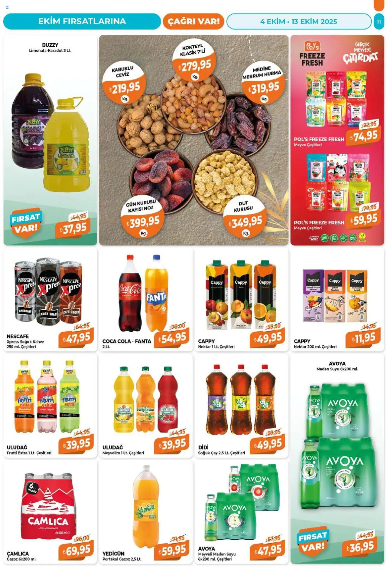 Çağrı Market Katalog - 04.10.2025 tarihinden itibaren geçerlidir | Sayfa: 11 | Ürünler: Limonata, Çay, Meyve, Kayısı