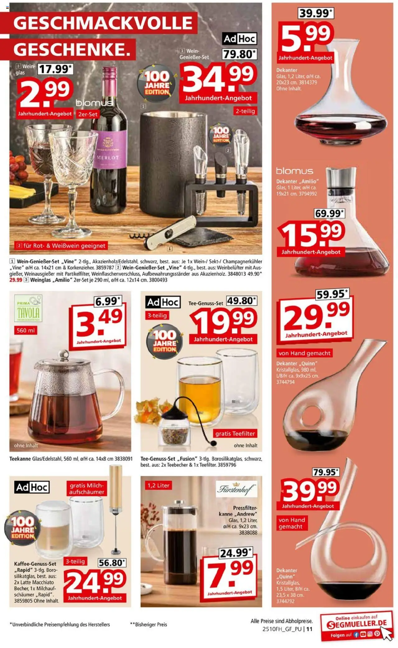 Segmüller Prospekt 	 – gültig ab 18.10.2025 | Seite: 17 | Produkte: Milch, Weißwein, Merlot, Teekanne