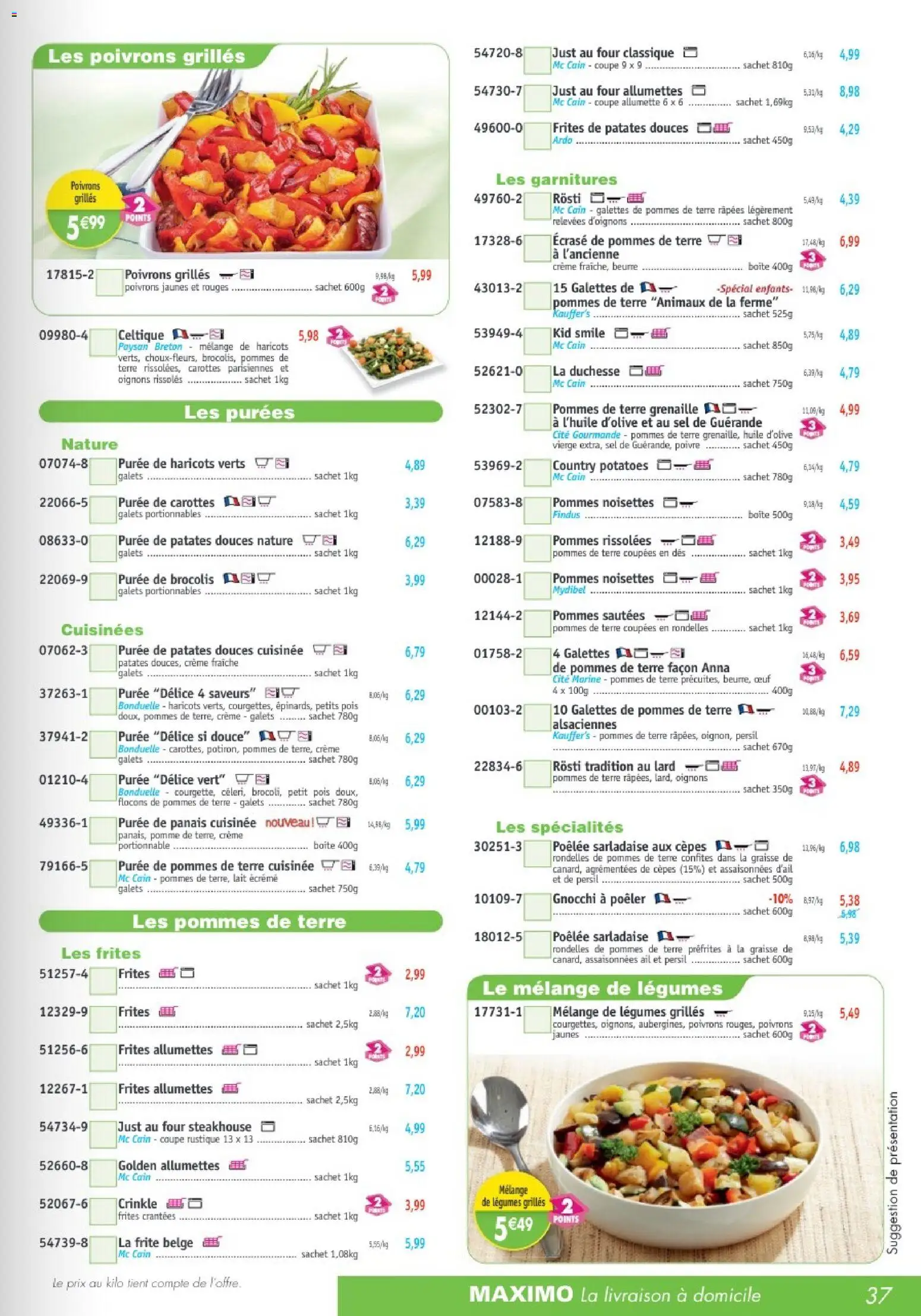 {H1} | Page: 37 | Produits: Huile D'olive, Haricots verts, Pois, Pommes