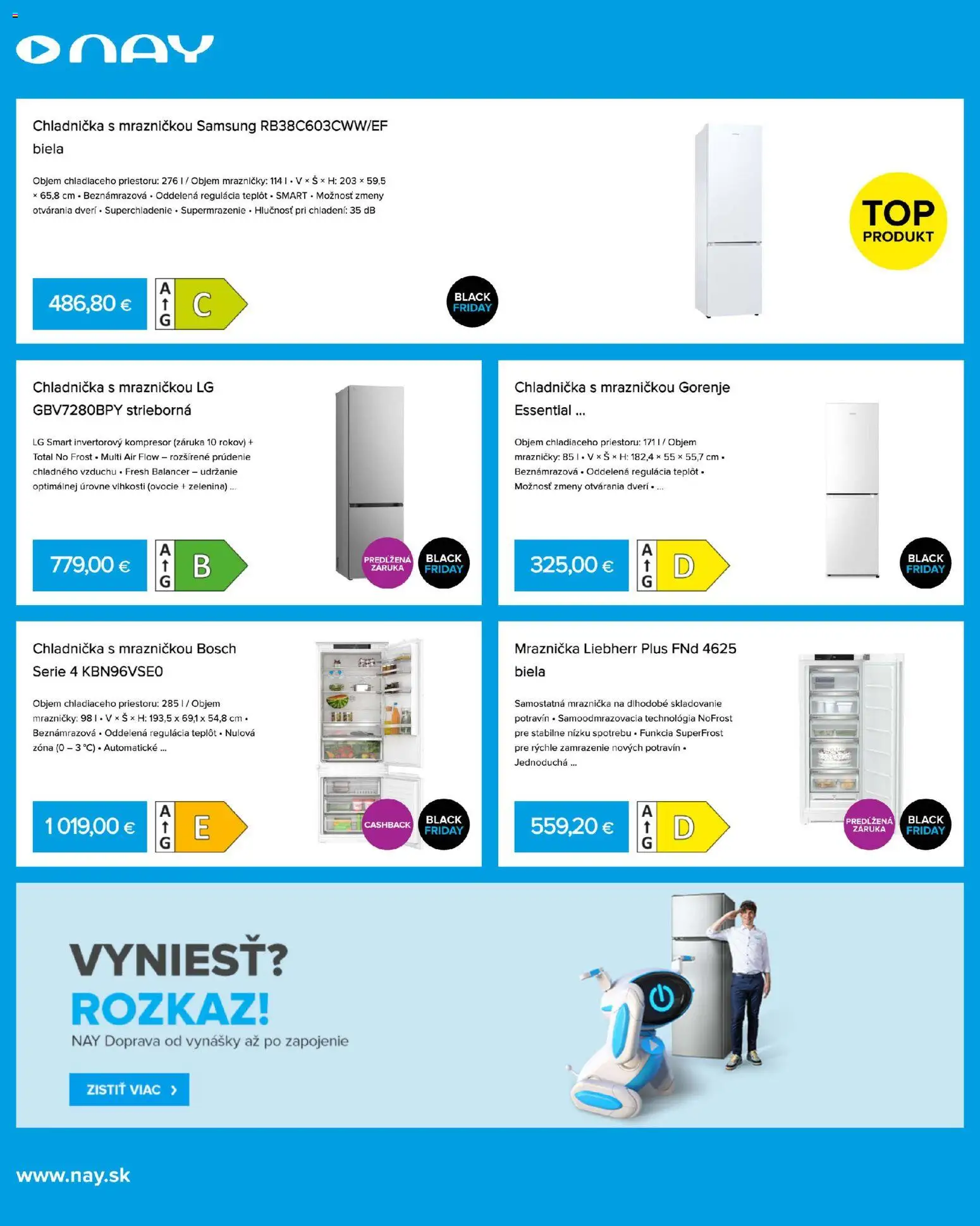 Nové NAY Elektrodom akcie – leták je platný od 10.11.2025 | Strana: 16 | Produkty: Mrazničky, Chladnička, Kompresor, Chladnička s mrazničkou