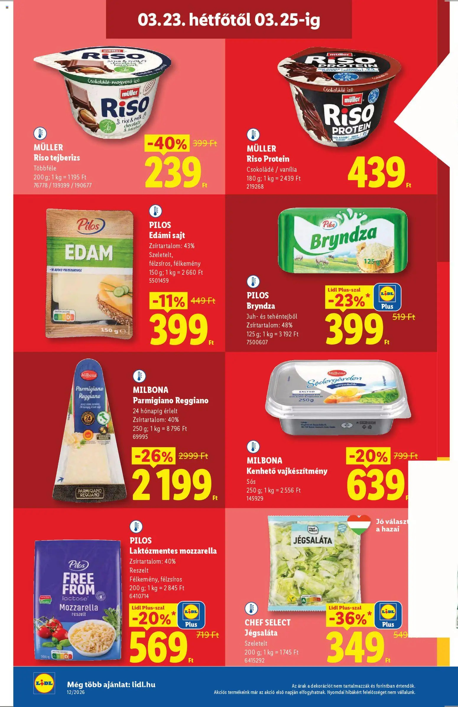 Lidl akciós ujság - amely érvényes a következő dátumtól: 19.03.2026 | Oldal: 48 | Termékek: Mozzarella, Tejberizs, Mogyoró, Protein