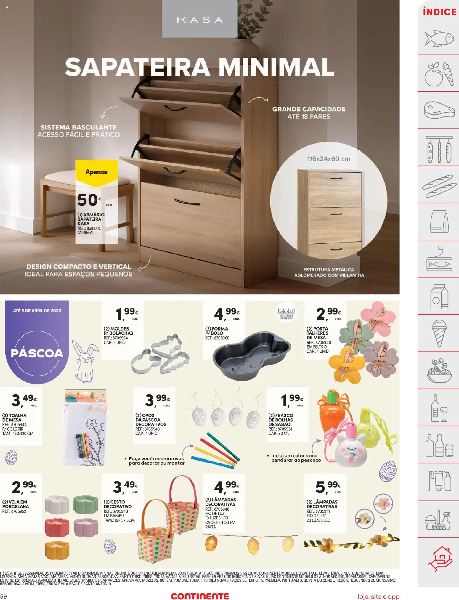 Continente folheto │ válido de 31.03.2026 | Página: 59 | Produtos: Porta, Bolo, Ovos, Sapateira